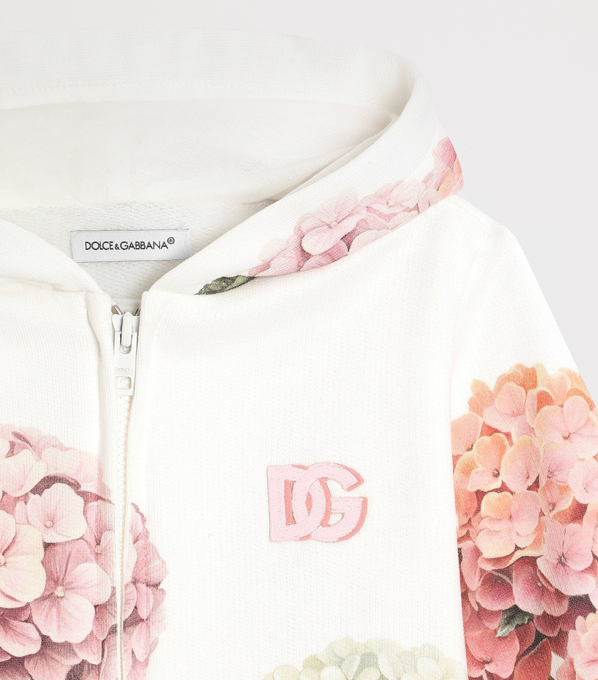 Dolce&Gabbana Kids Floral Zip-Up Hoodie (3-30 Months) White Image 4