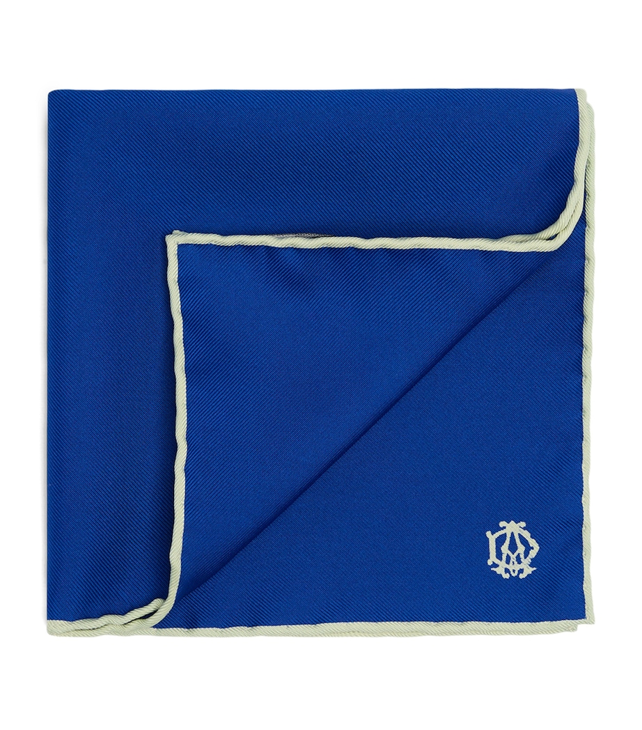 Dunhill Mulberry Silk Cypher Logo Pocket Square Blue Image 1