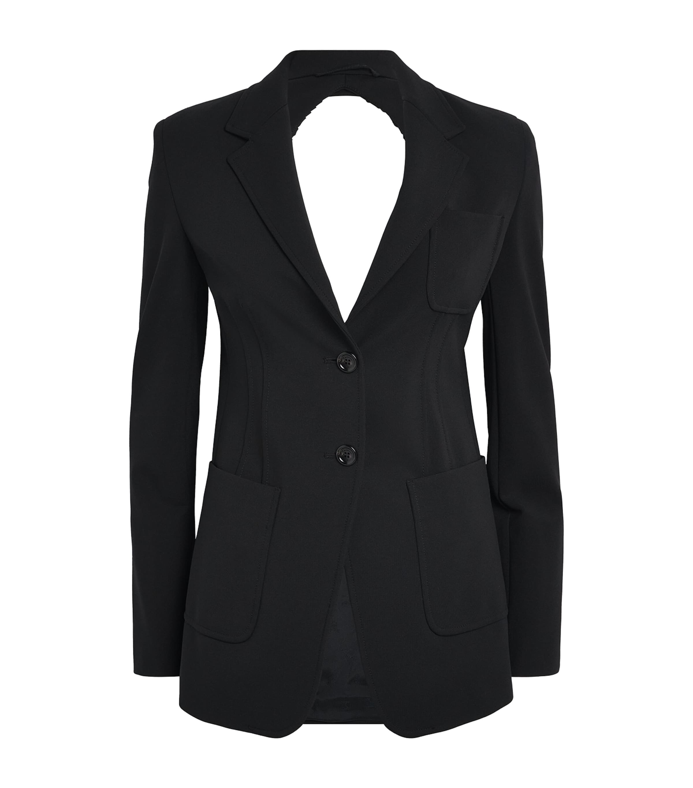 Max Mara Backless Jacket With Pockets And Lapel In Black
