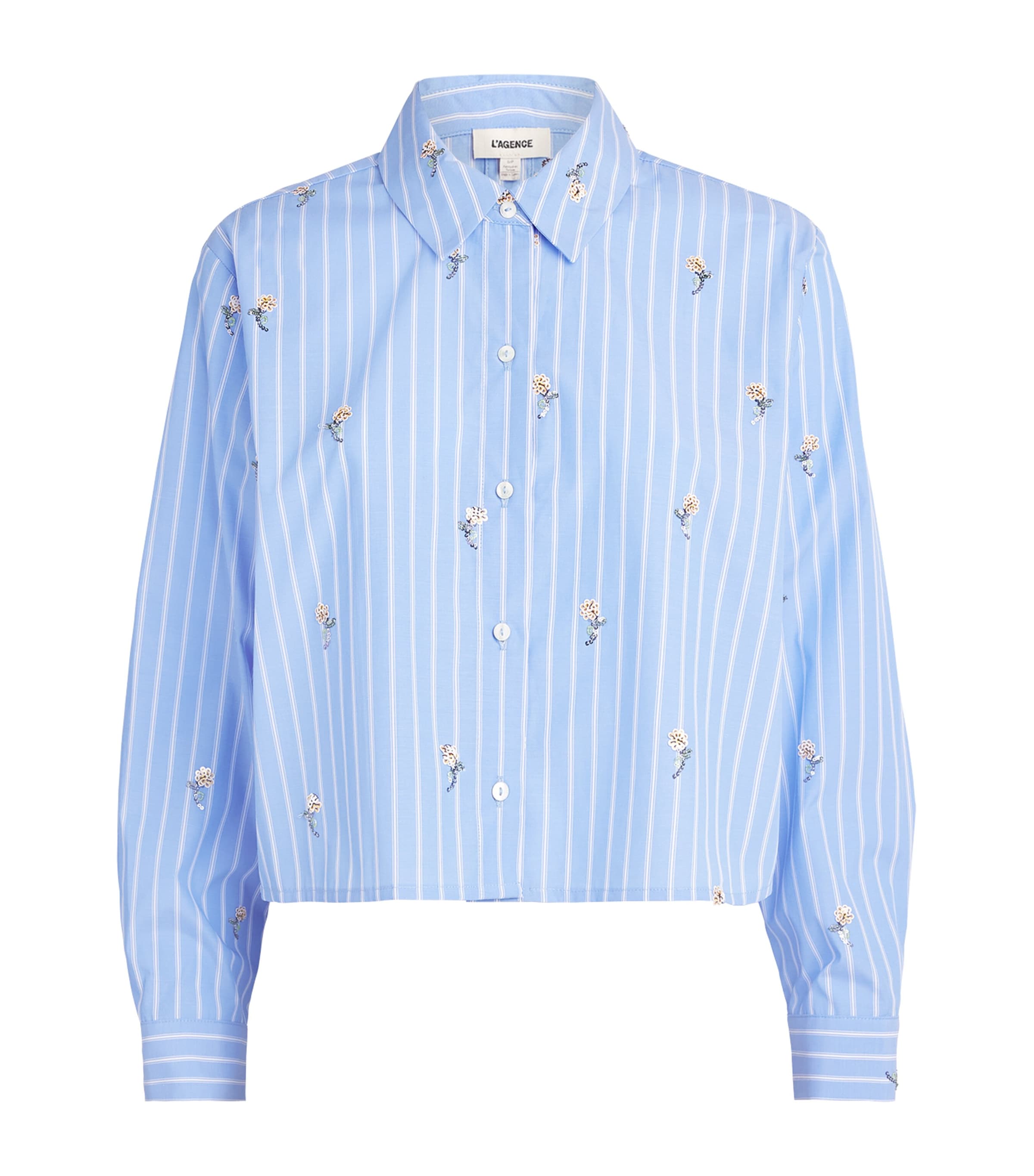 L'Agence Womens Sequinned Stripe Cosette Shirt Blu Strpe/squin Flwr Image 1