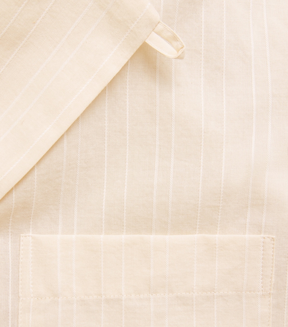 Lardini Mens Cotton Stripe Short-Sleeve Shirt Cream Image 6