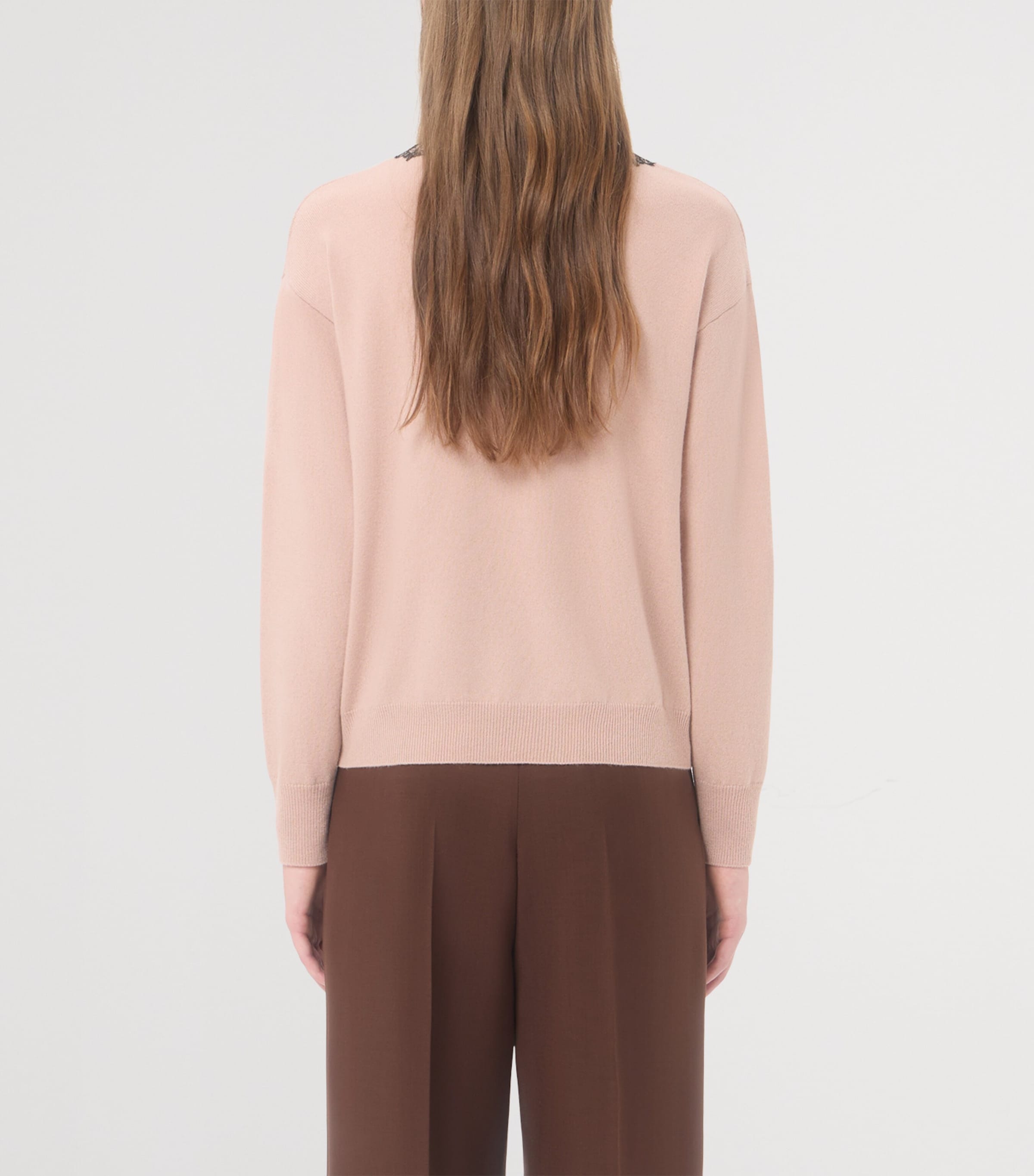 Valentino Womens Cashmere Lace-Trim Sweater Image 5