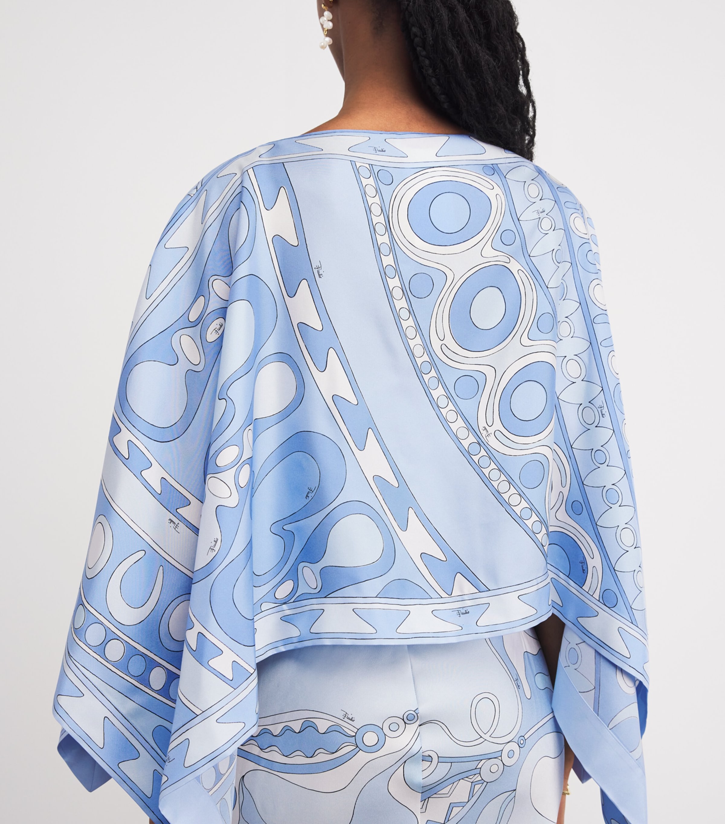 PUCCI Womens Silk Orchidee Cape Maxi Dress Pale Image 3