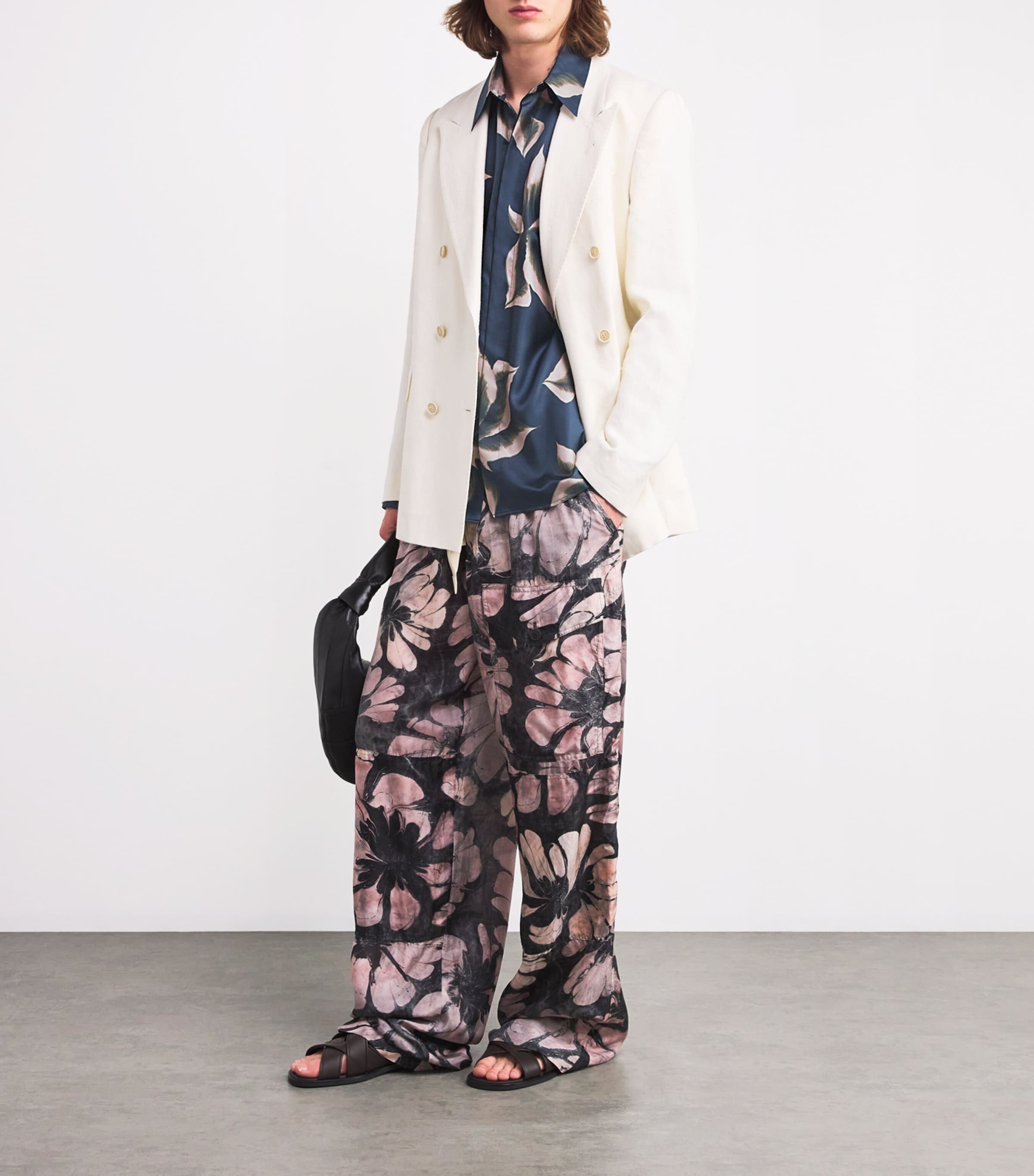 DRIES VAN NOTEN Navy Silk Floral Shirt | Harrods US