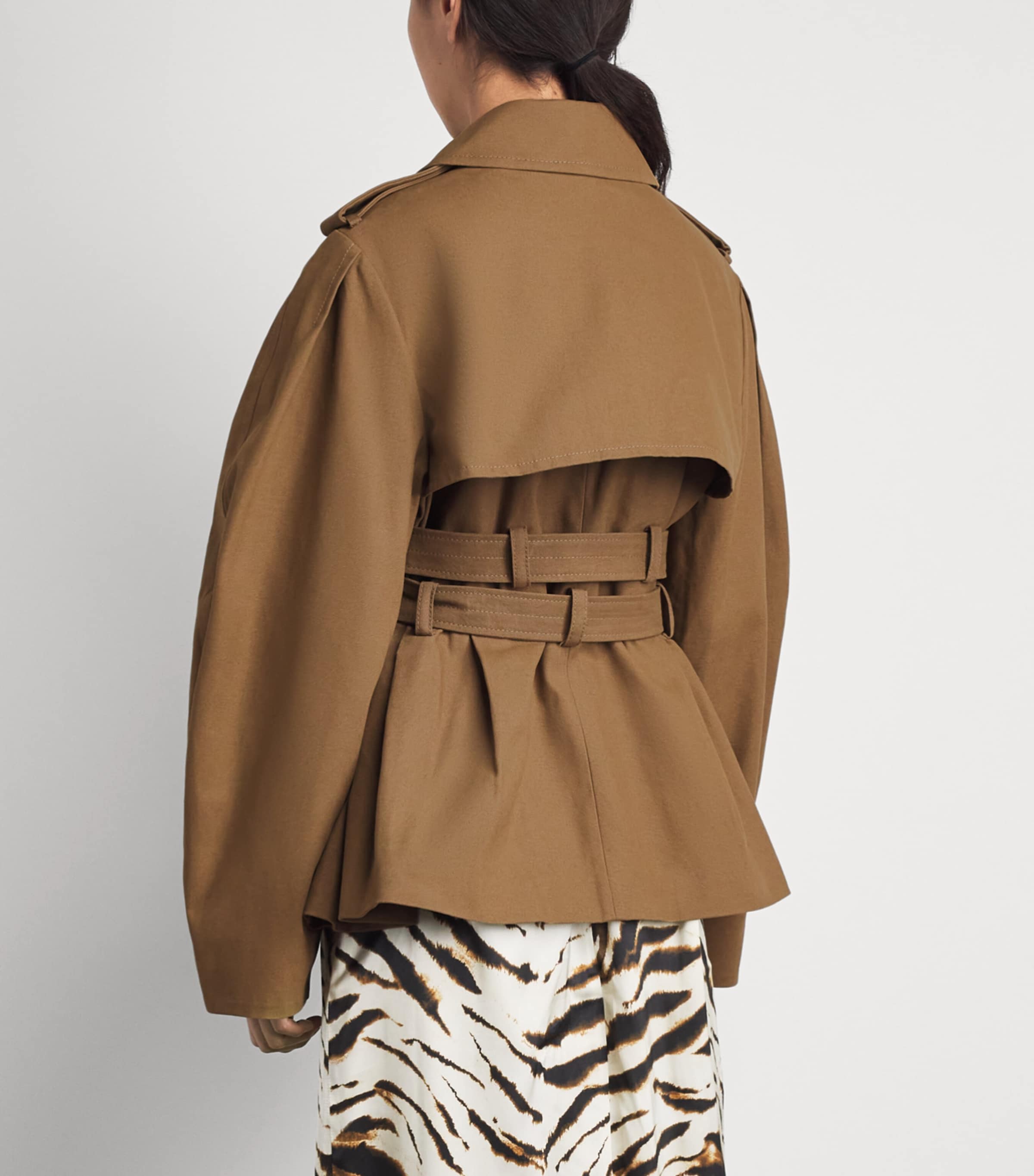 GANNI Womens Cotton Belted Workwear Jacket Ermine Image 5