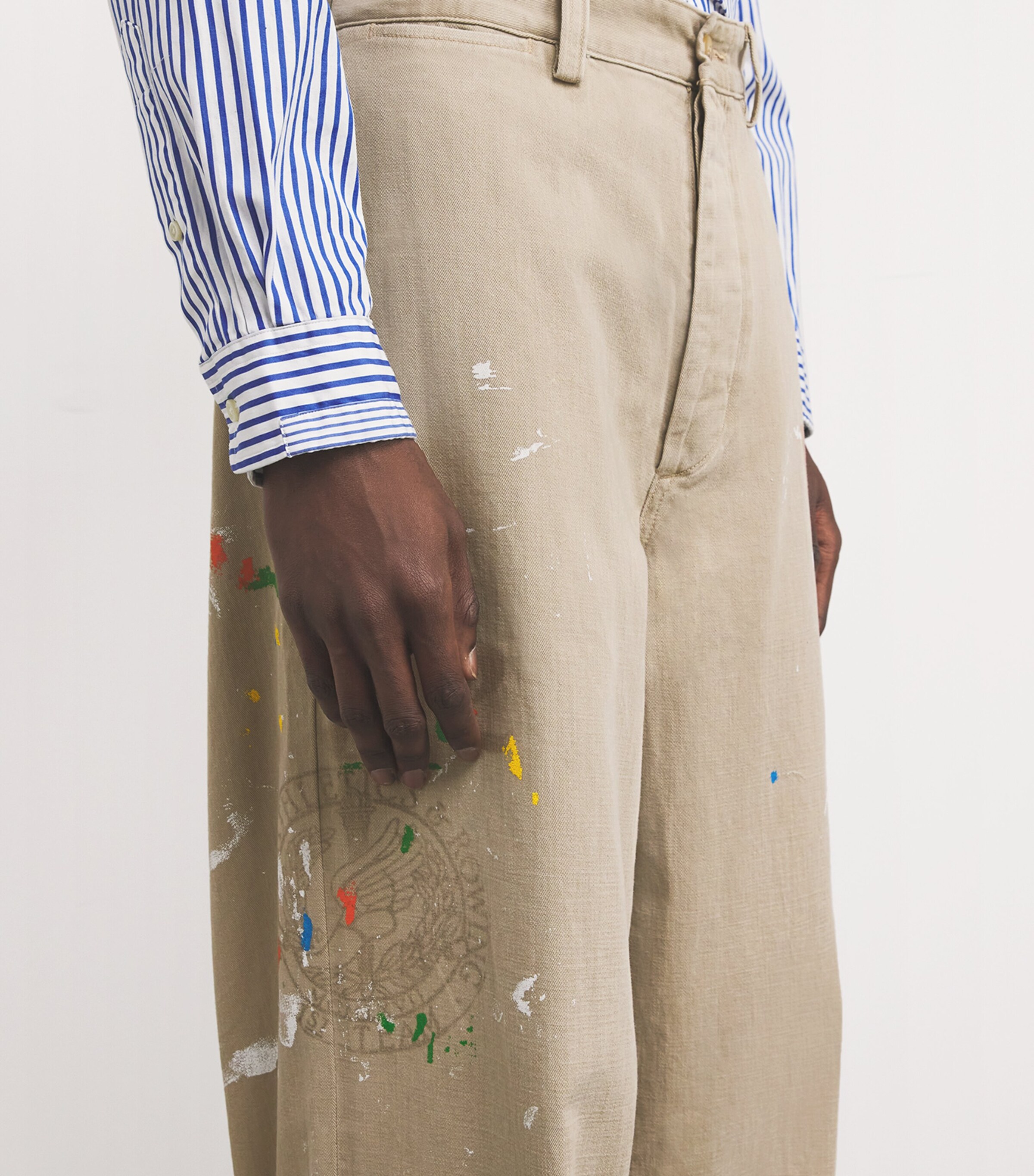 Polo Ralph Lauren Beige Paint Splatter Wide-Leg Trousers | Harrods UK