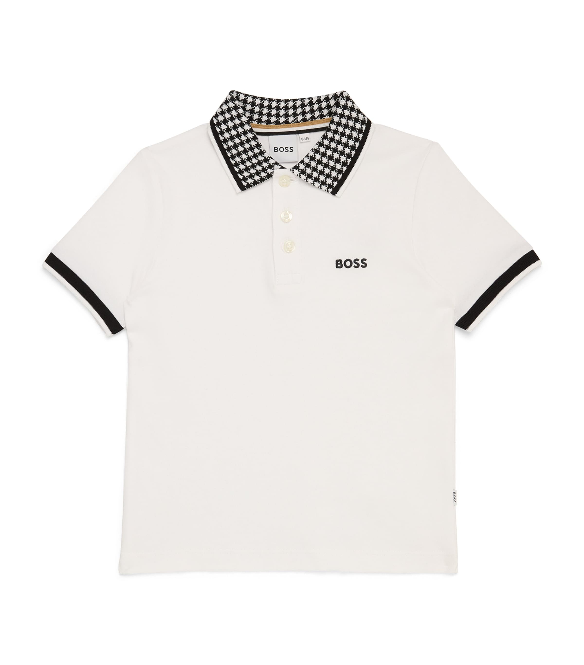 BOSSWEAR COTTON HOUNDSTOOTH POLO SHIRT 