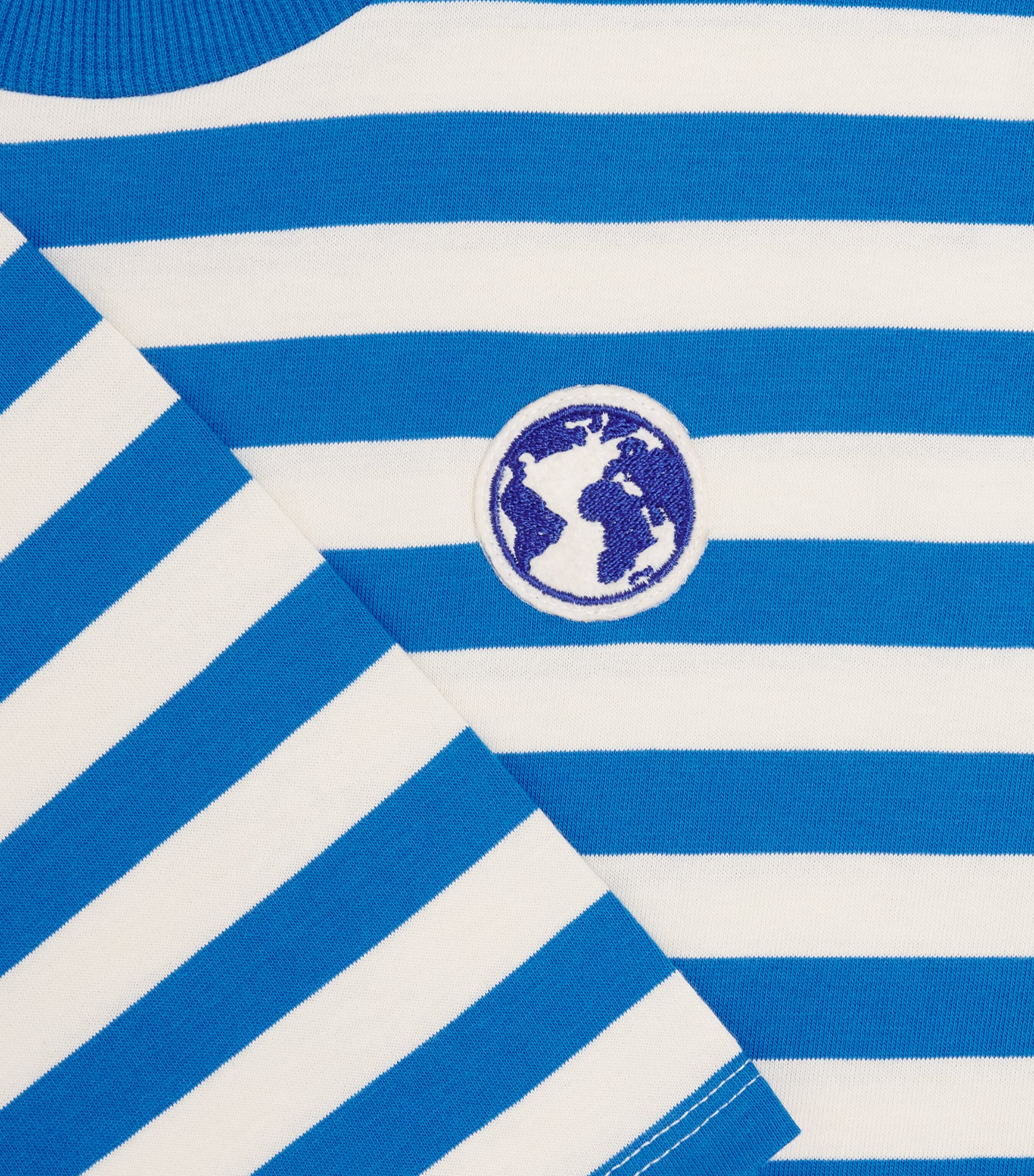 Mini Rodini Organic Cotton Stripe Earth T-Shirt (3-11 Years) Blue Image 3