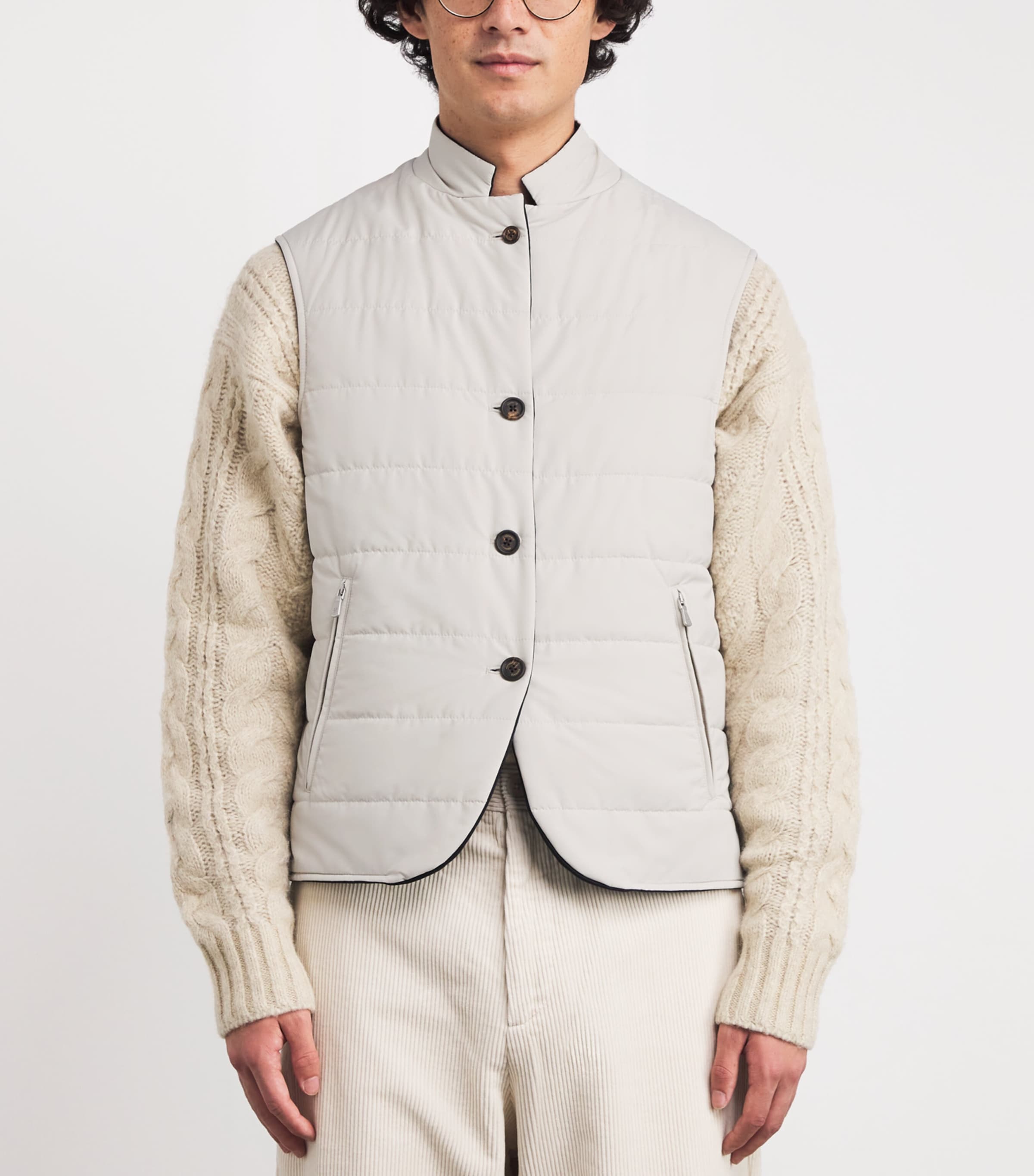 Cashmere-Silk Reversible Gilet BLU, SABBIA Image 6