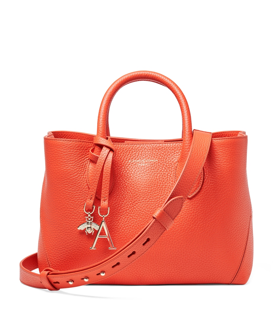 Medium Leather London Tote Bag CORAL Image 1