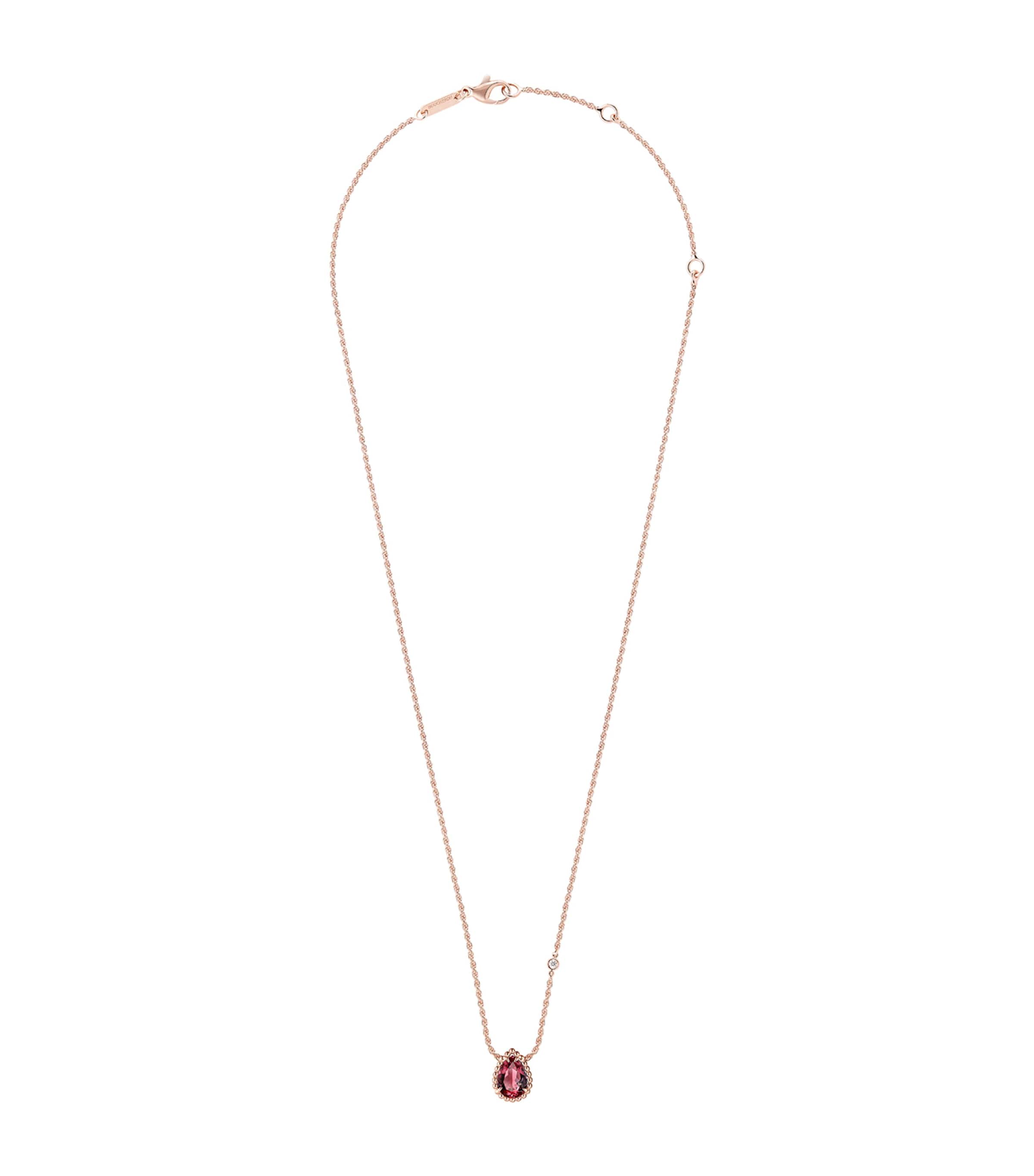 Boucheron Extra Small Rose Gold, Diamond And Garnet Serpent Bohème Motif Necklace In Pink
