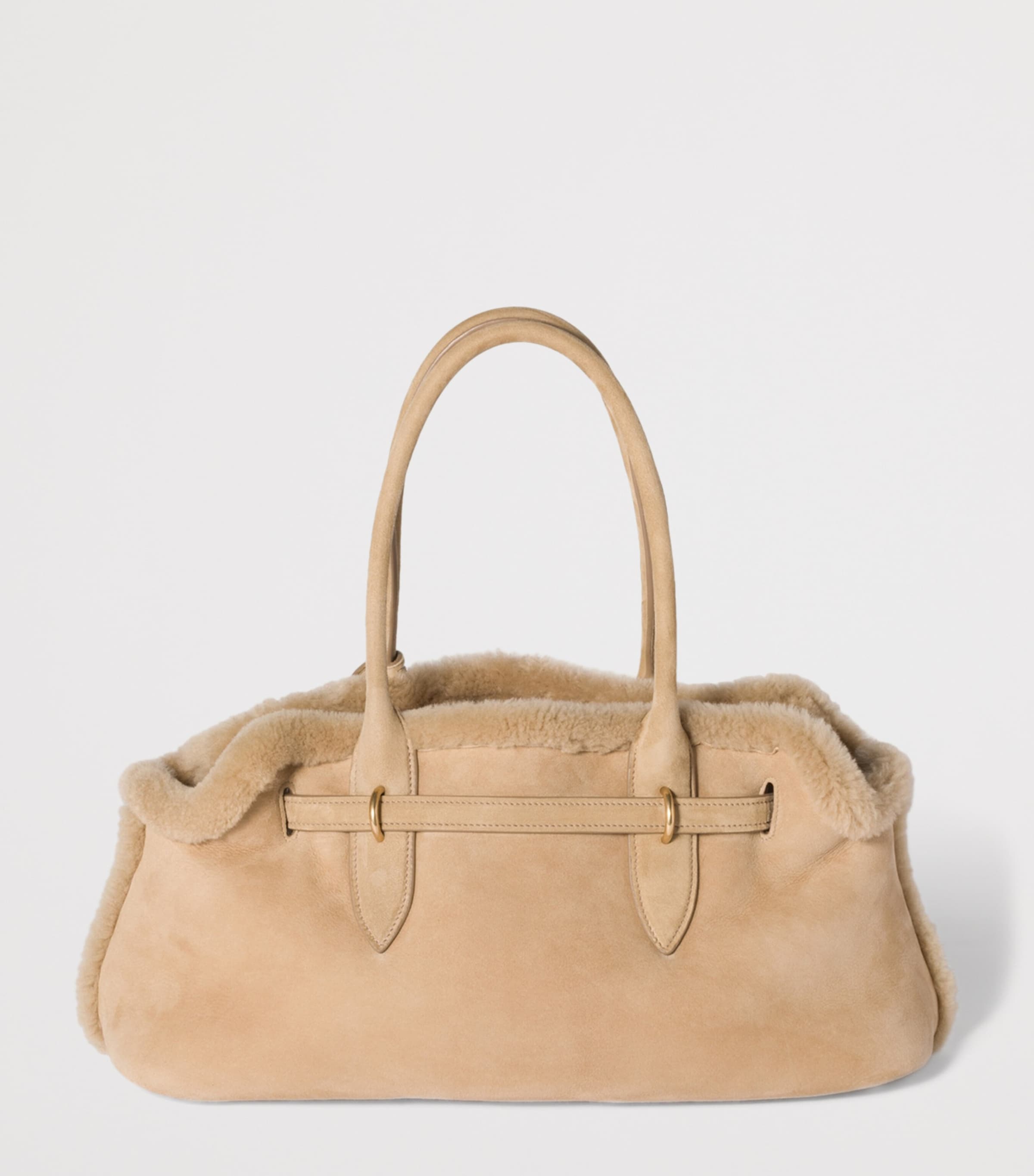 Suede-Shearling Aventure Shoulder Bag F0036 Image 3