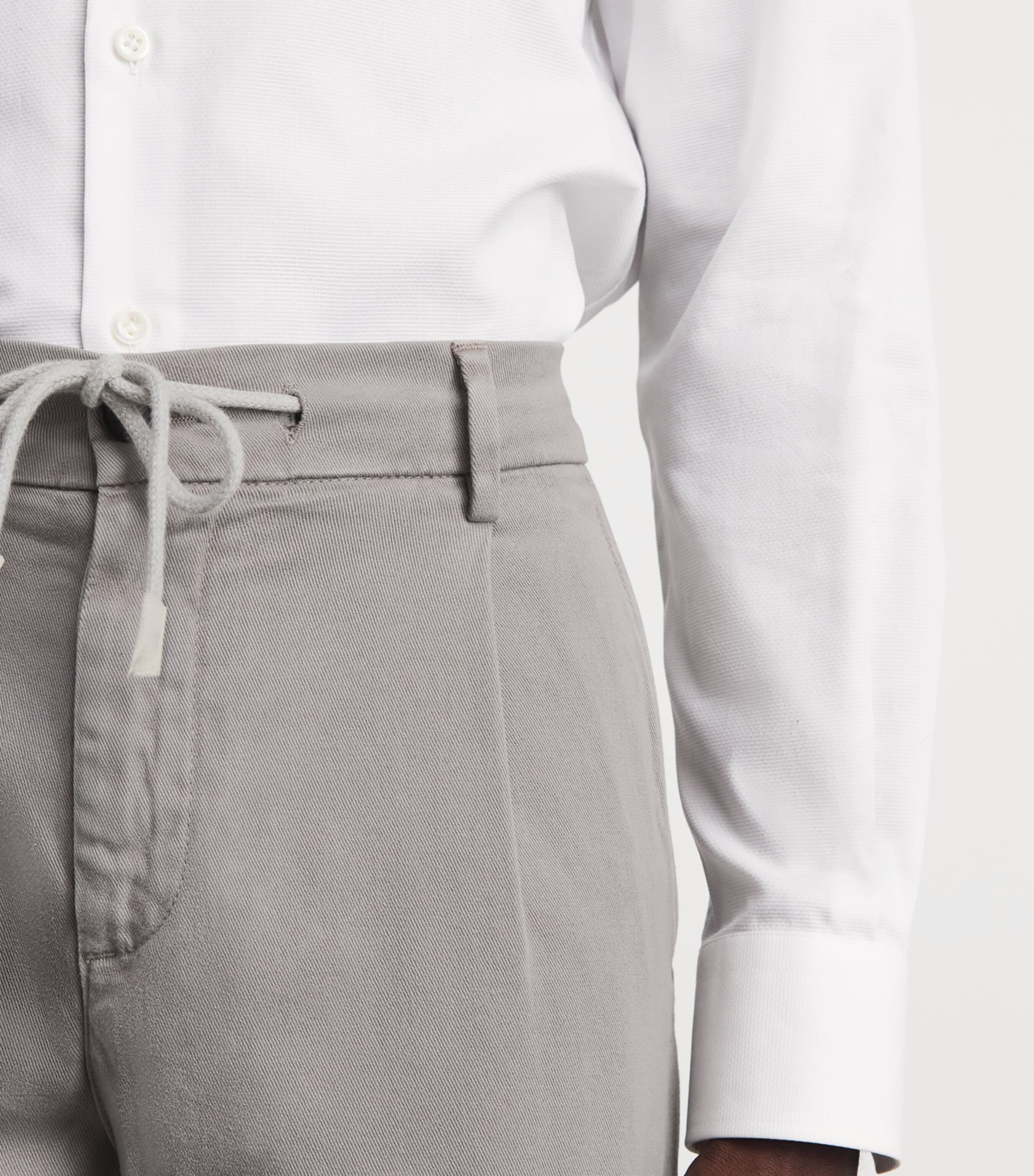 Eleventy Mens Twill Drawstring Pleated Straight Trousers Cardamomo Chiaro Image 3