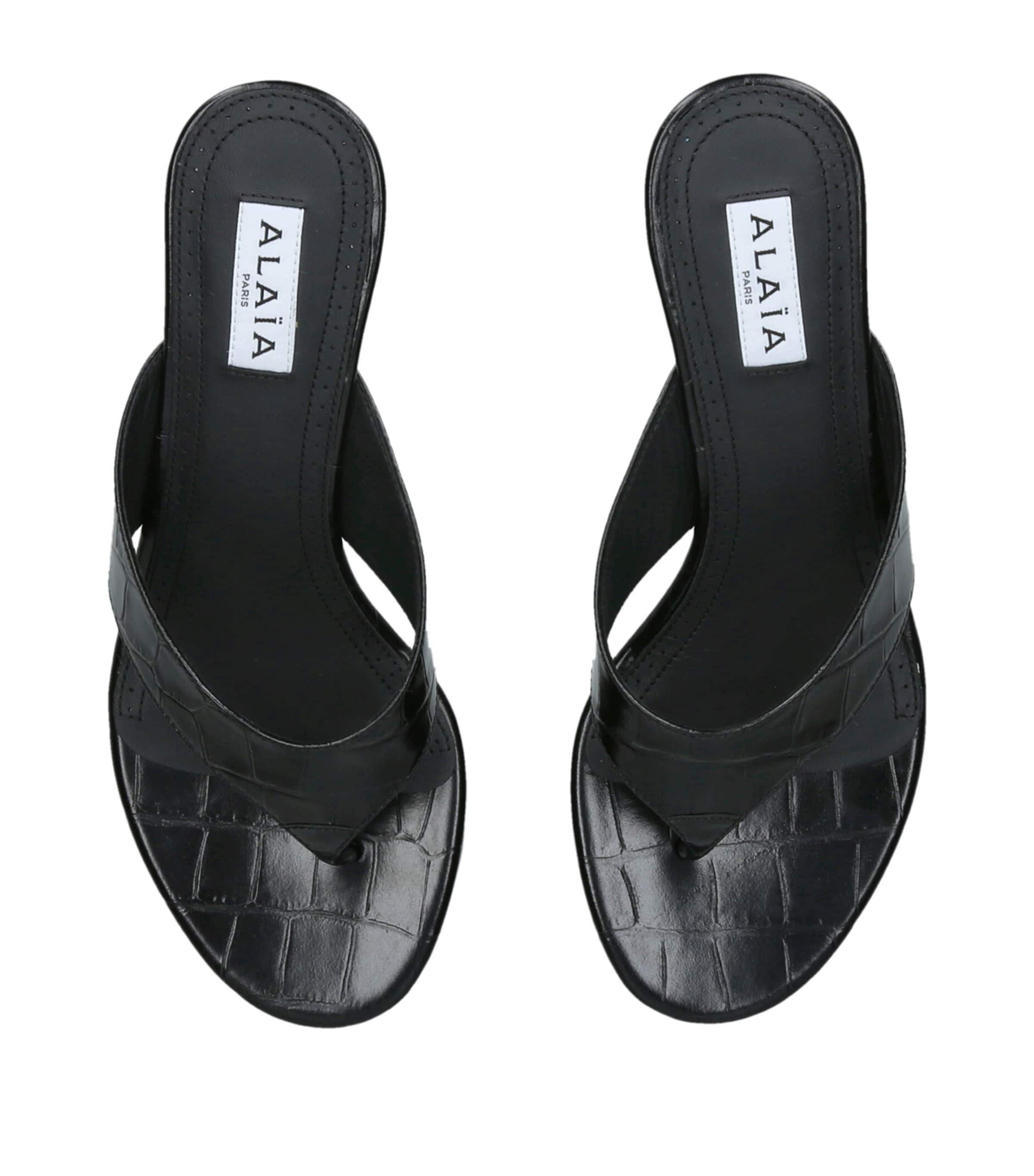 Alaïa Croc-Embossed Leather Infra Thong Mules 55 Black Image 3