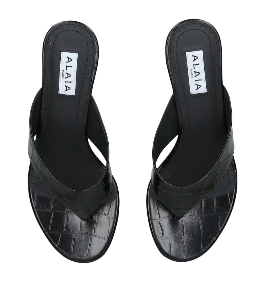 Alaïa Croc-Embossed Leather Infra Thong Mules 55 Black Image 3