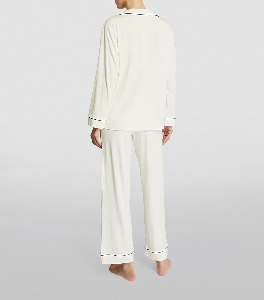 Eberjey Womens Gisele Pyjama Set Pure Ivory/navy Image 3