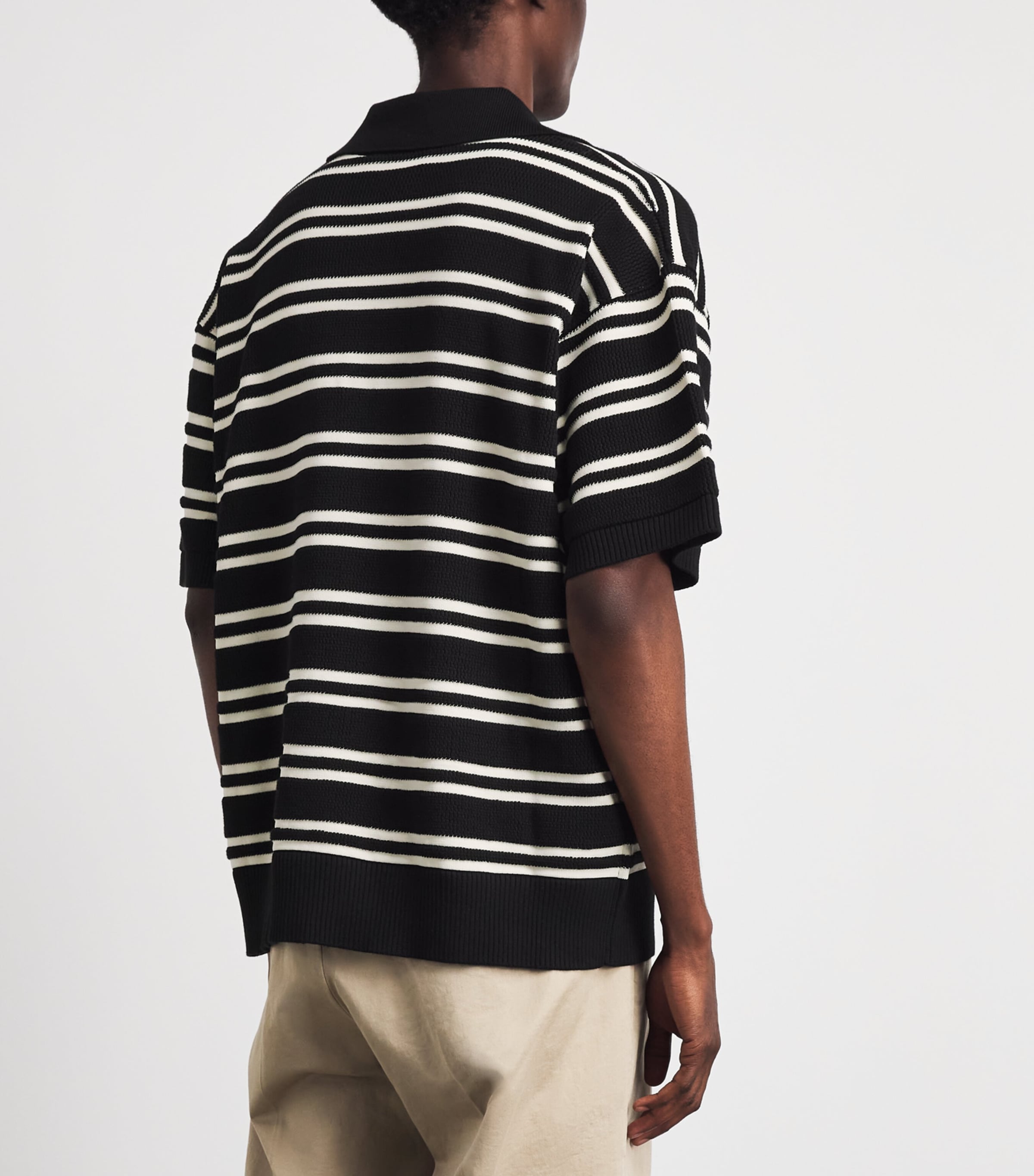 AMIRI Mens Cotton Stripe MA Polo Shirt Black Image 5