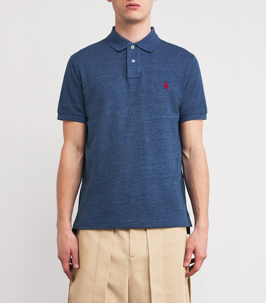 Cotton Mesh Custom-Fit Polo Shirt ROYAL BLUE HEATHER Image 3