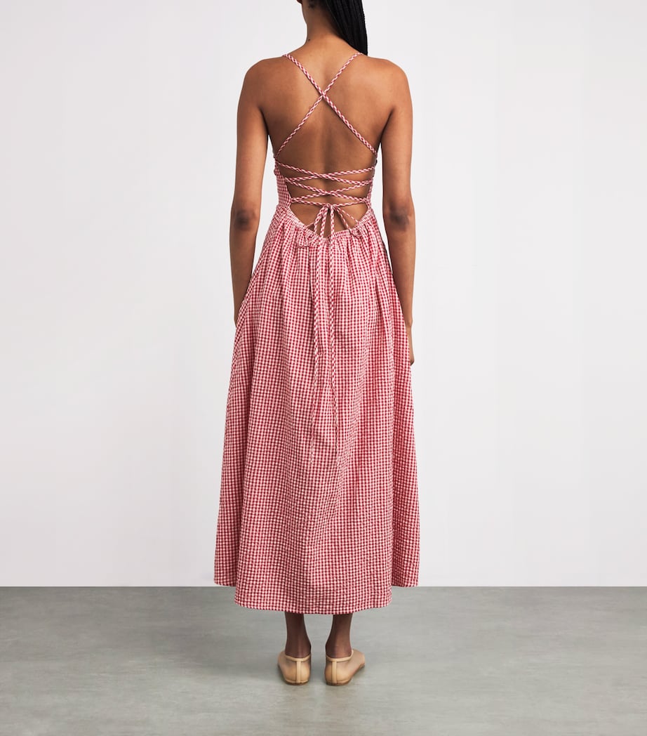 Gingham Halterneck Lori Midi Dress RED GINGHAM Image 3