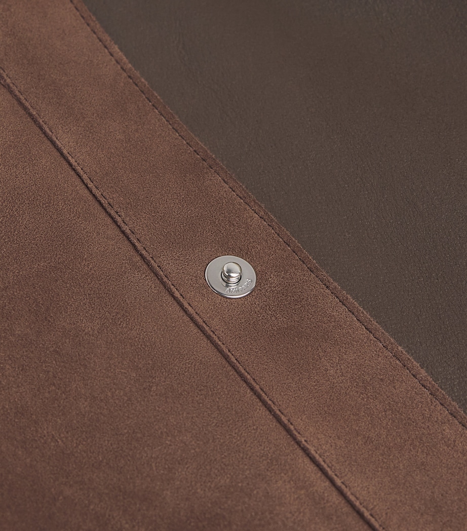 AMI Paris Mens Suede Overshirt Chocolat Image 6