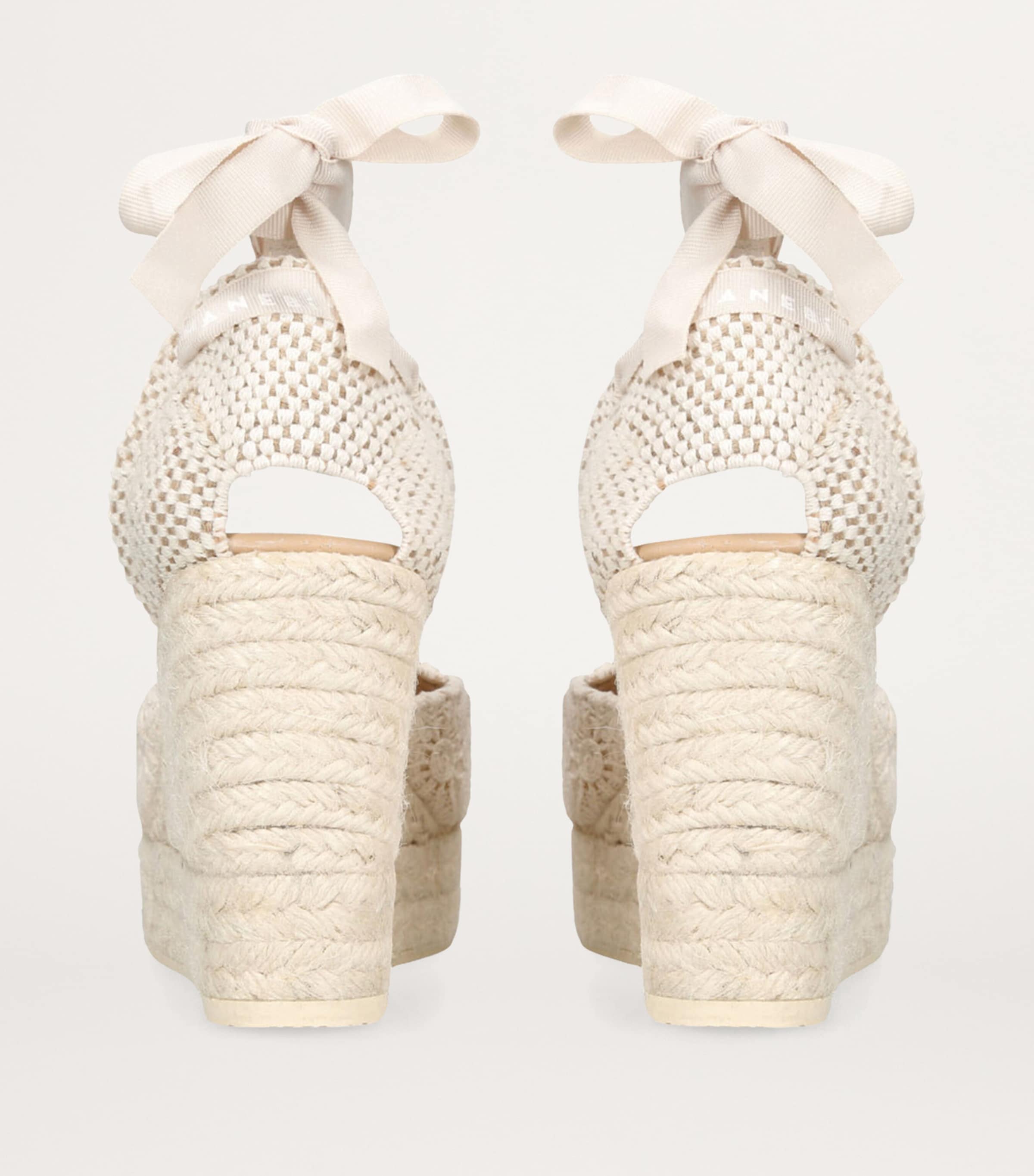 Manebi Cotton Yucatan Espadrille Wedge Sandals 100 Bone Image 2