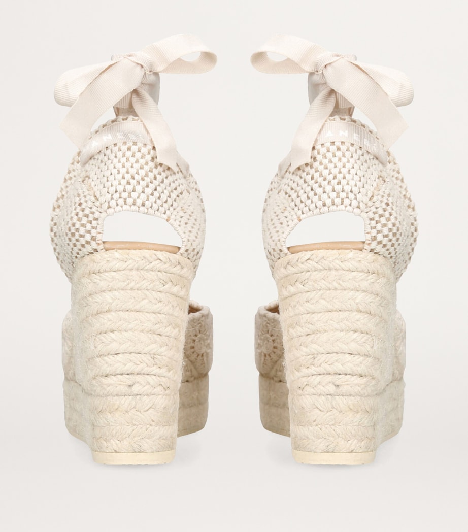 Manebi Cotton Yucatan Espadrille Wedge Sandals 100 Bone Image 2