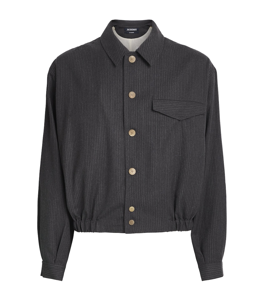 Jacquemus Mens Wool Cubano Overshirt Dark Grey Image 1