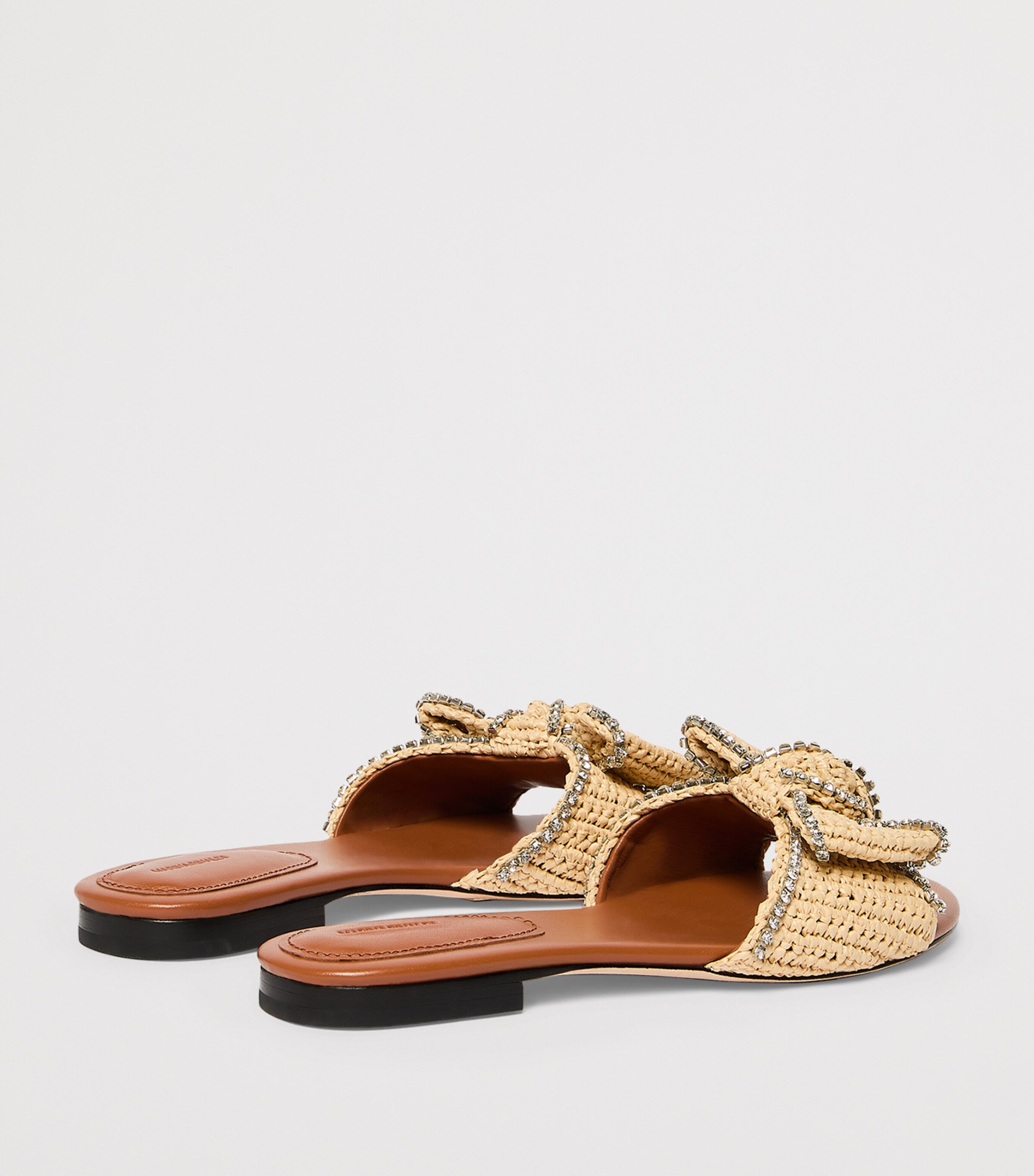 Marina Rinaldi Embellished Bow-Detail Slides Tobacco Image 4