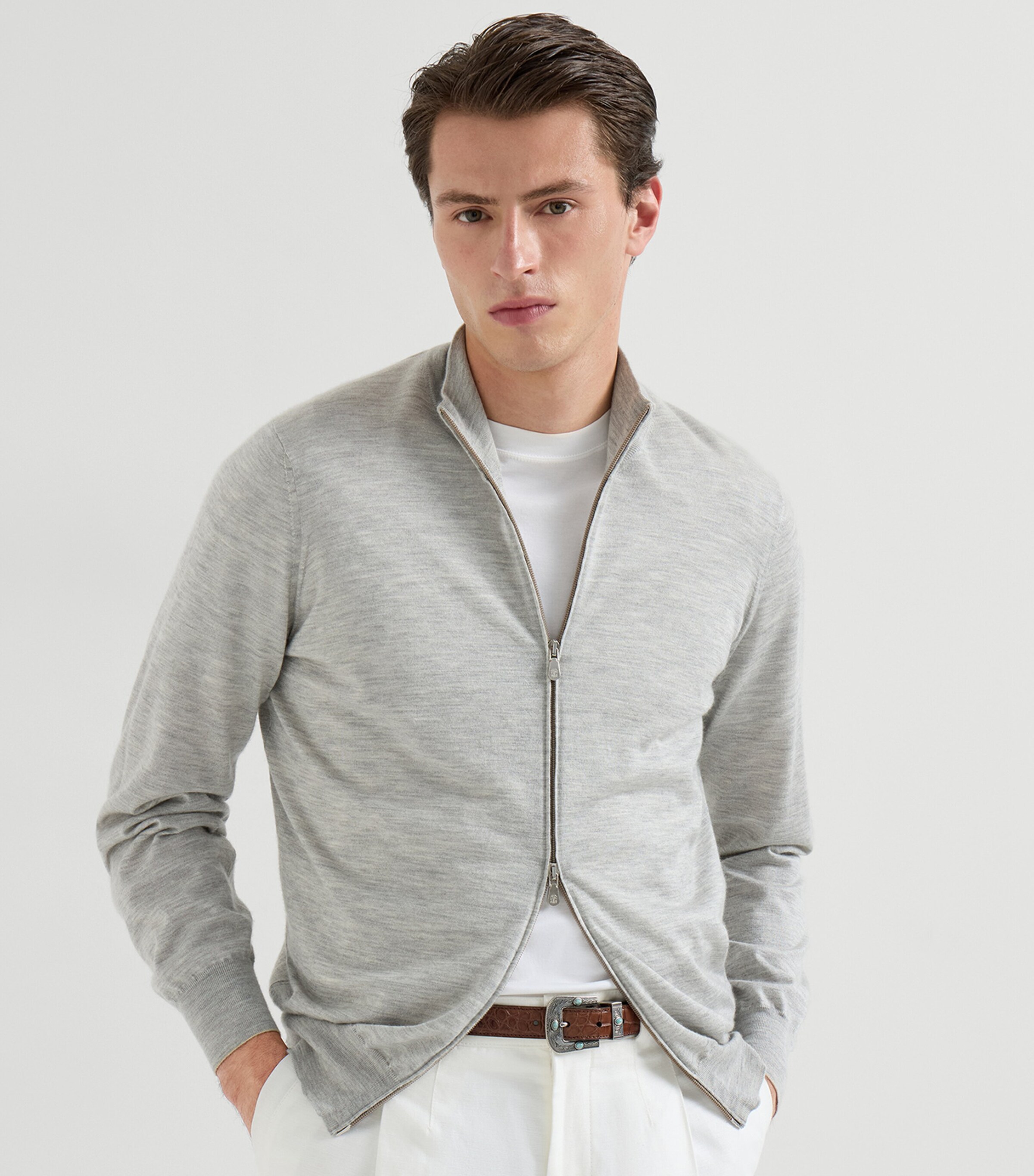 Brunello Cucinelli Mens Cashmere-Silk Cardigan Image 6