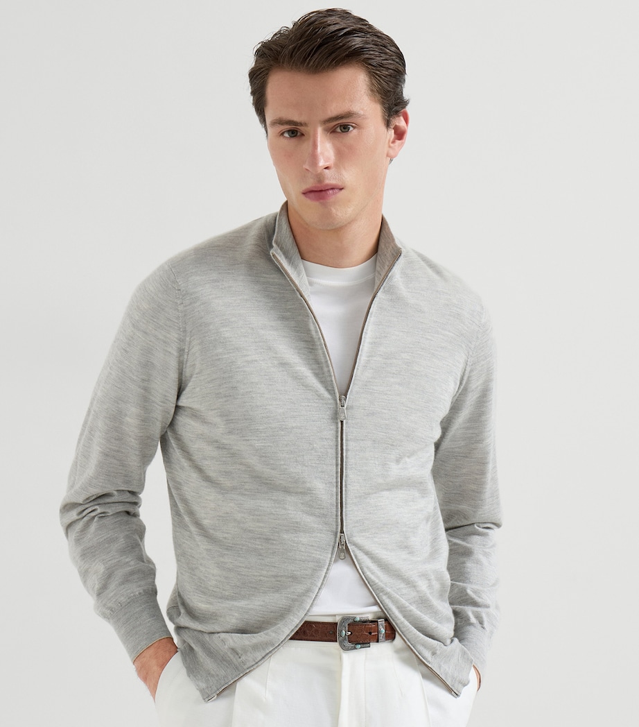 Brunello Cucinelli Mens Cashmere-Silk Cardigan Image 6