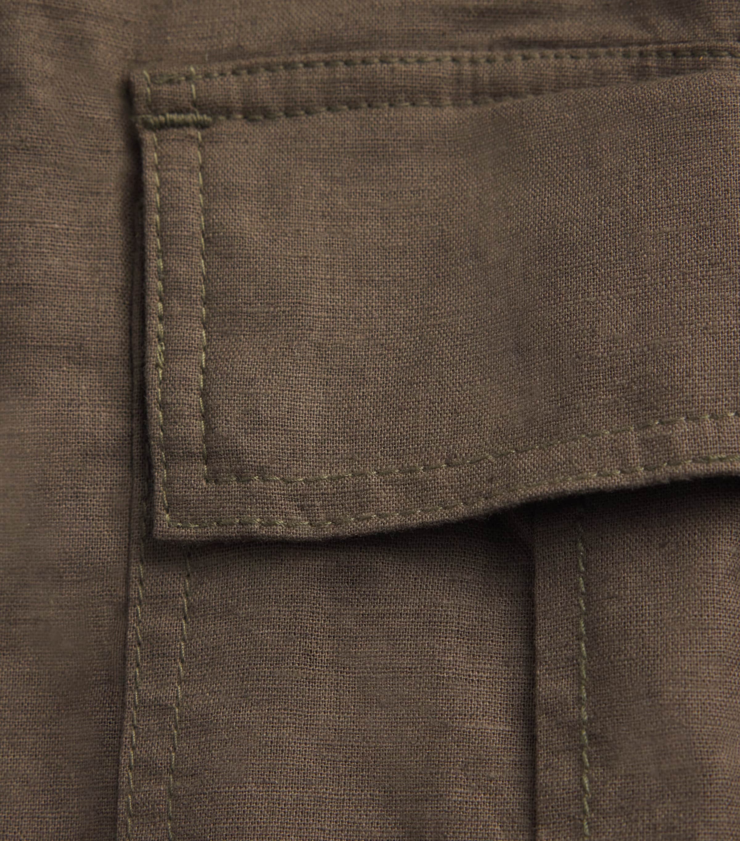 Rhude Mens Cotton-Linen Parachute Cargo Trousers Olive Green Image 6