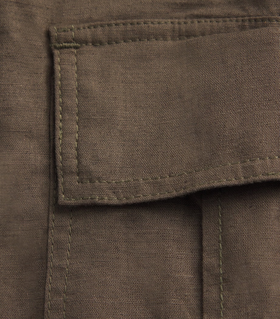 Rhude Mens Cotton-Linen Parachute Cargo Trousers Olive Green Image 6