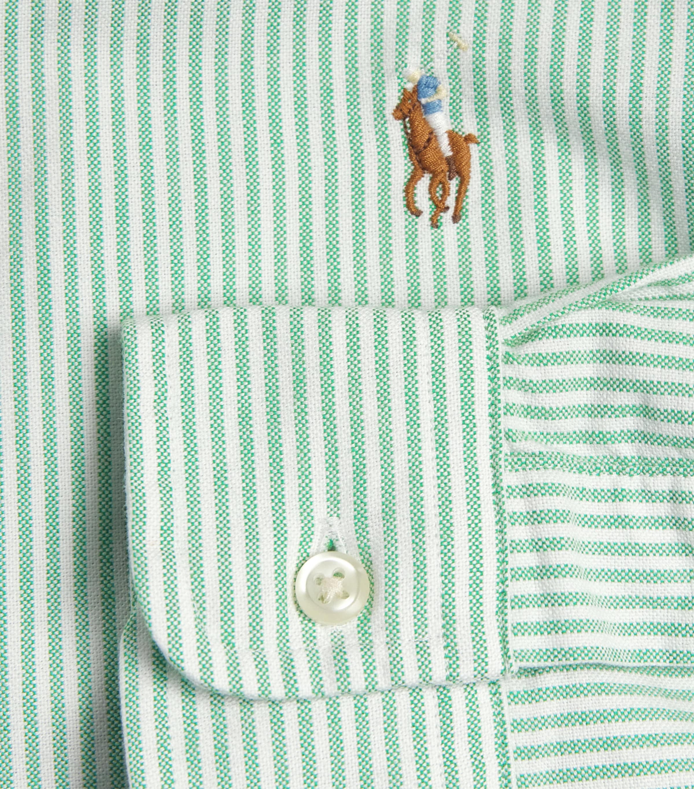 Custom Fit Stripe Oxford Shirt GREEN WHITE Image 5