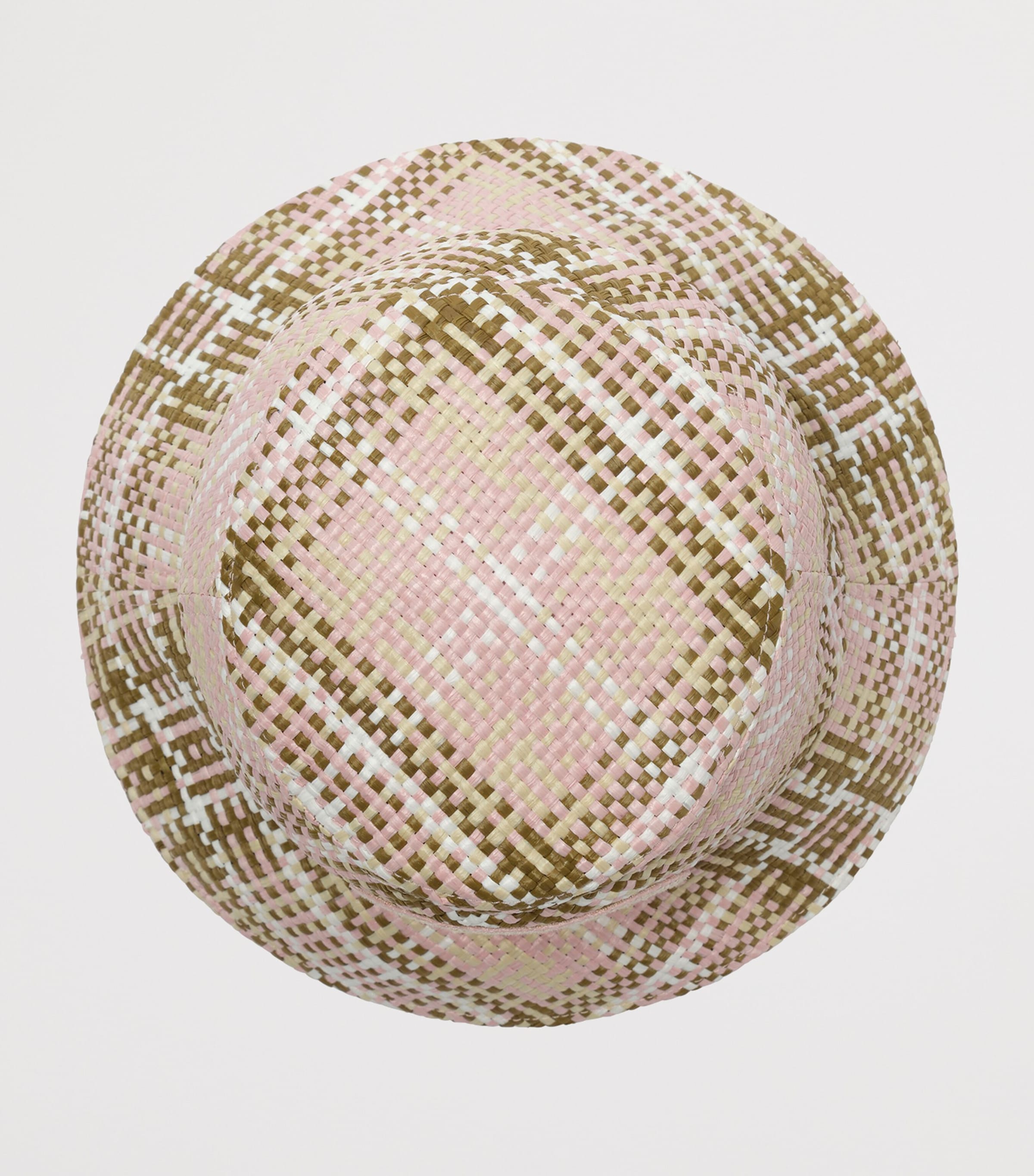Burberry Raffia Knight Stamp Bucket Hat Mallow Pink Ip Check Image 2