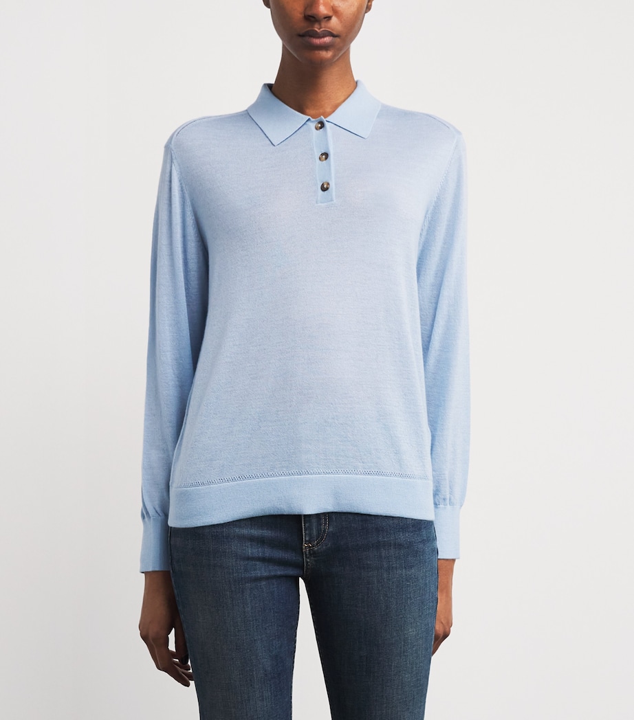 Cashmere Adeline Polo Sweater LBLUE Image 3