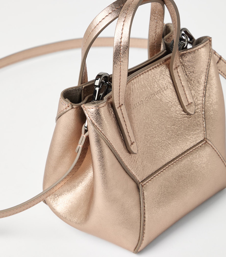 Mini Lamé Calfskin BC Duo Top-Handle Bag HAZELNUT Image 6