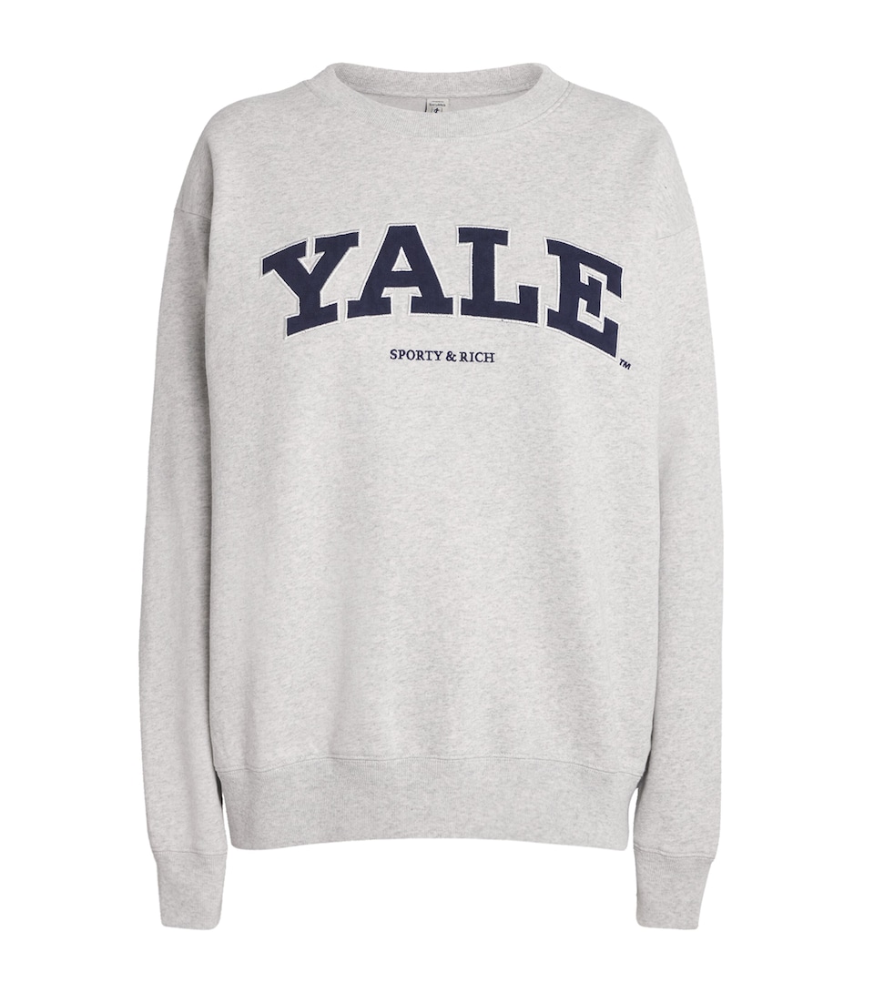 Sporty & Rich x Yale Cotton Crew-Neck Sweatshirt Heather Gray
