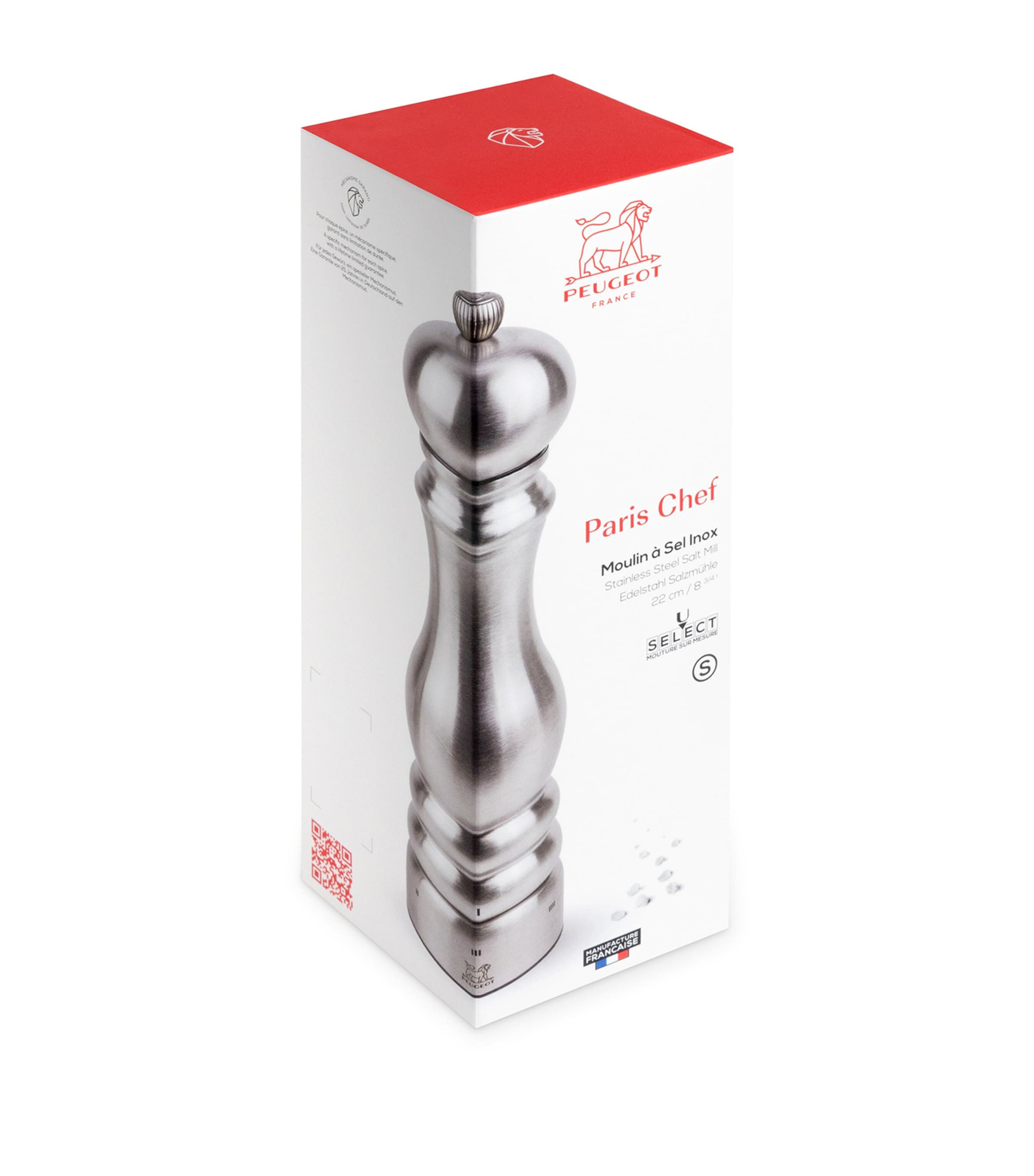 Peugeot Stainless Steel Paris Chef Salt Mill (22cm) Stainless Steel Image 2
