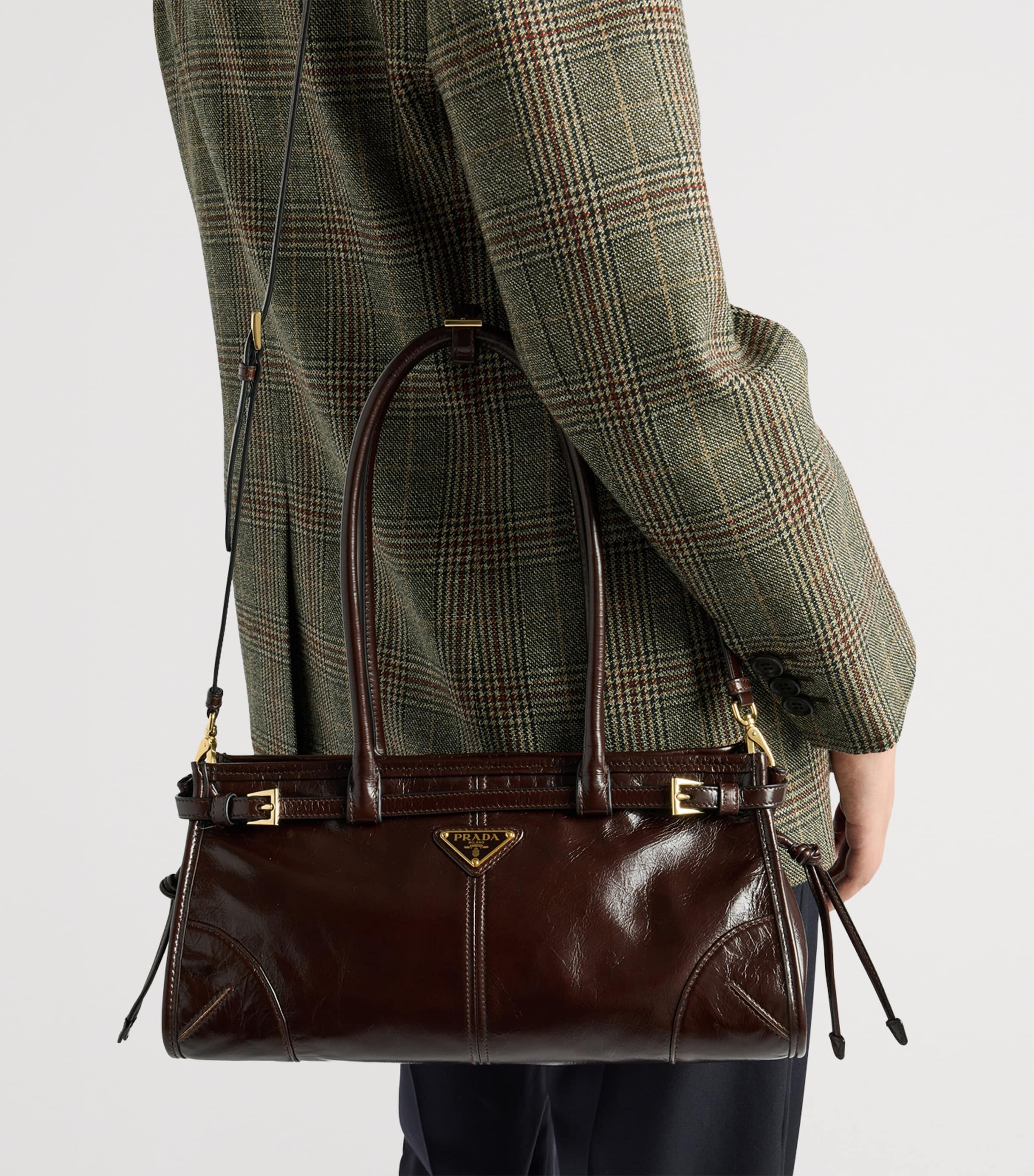 Prada Medium Leather Bonnie Shoulder Bag Brown Image 4