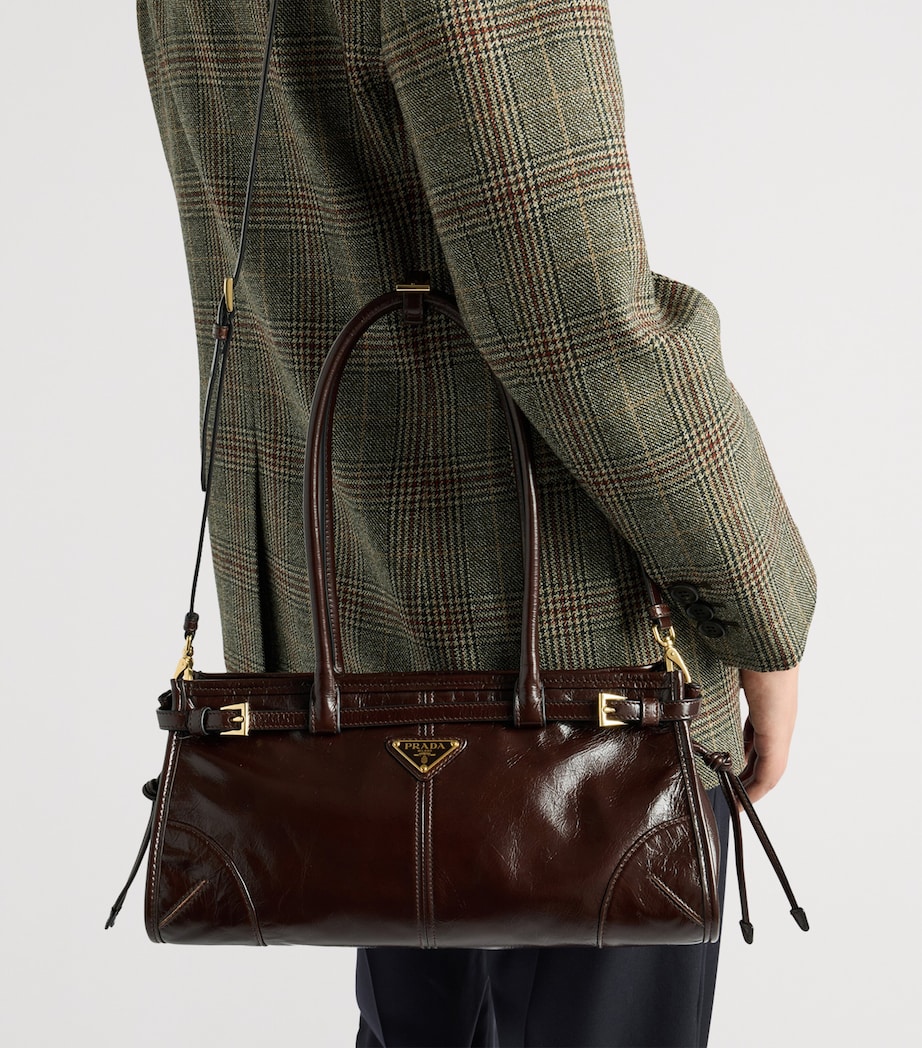 Prada Medium Leather Bonnie Shoulder Bag Brown Image 4