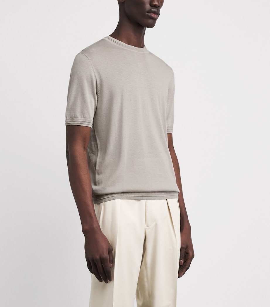 Pal Zileri Mens Knitted T-Shirt Light Grey Image 4