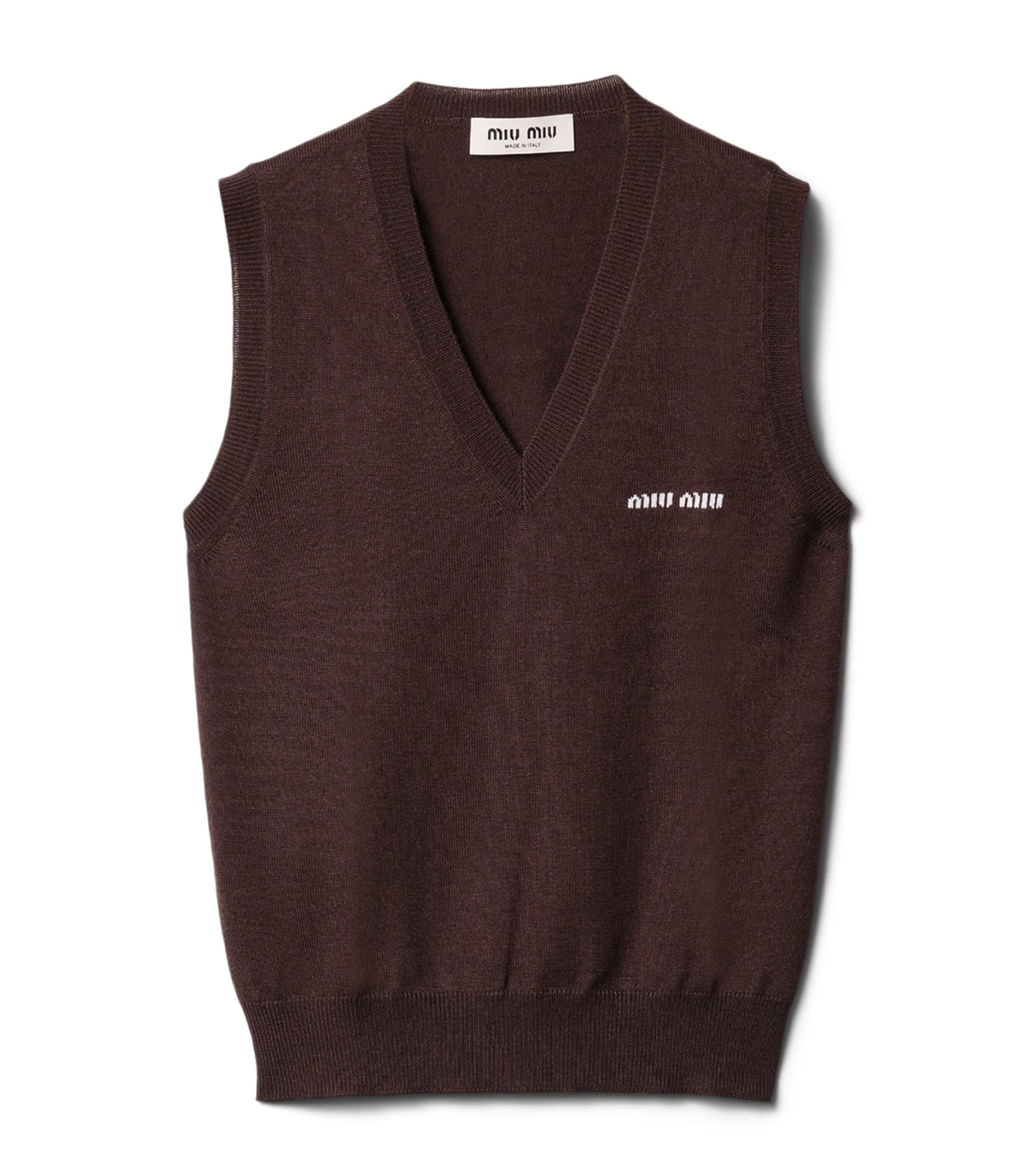 Miu Miu Womens Wool Logo Sweater Vest Image 1