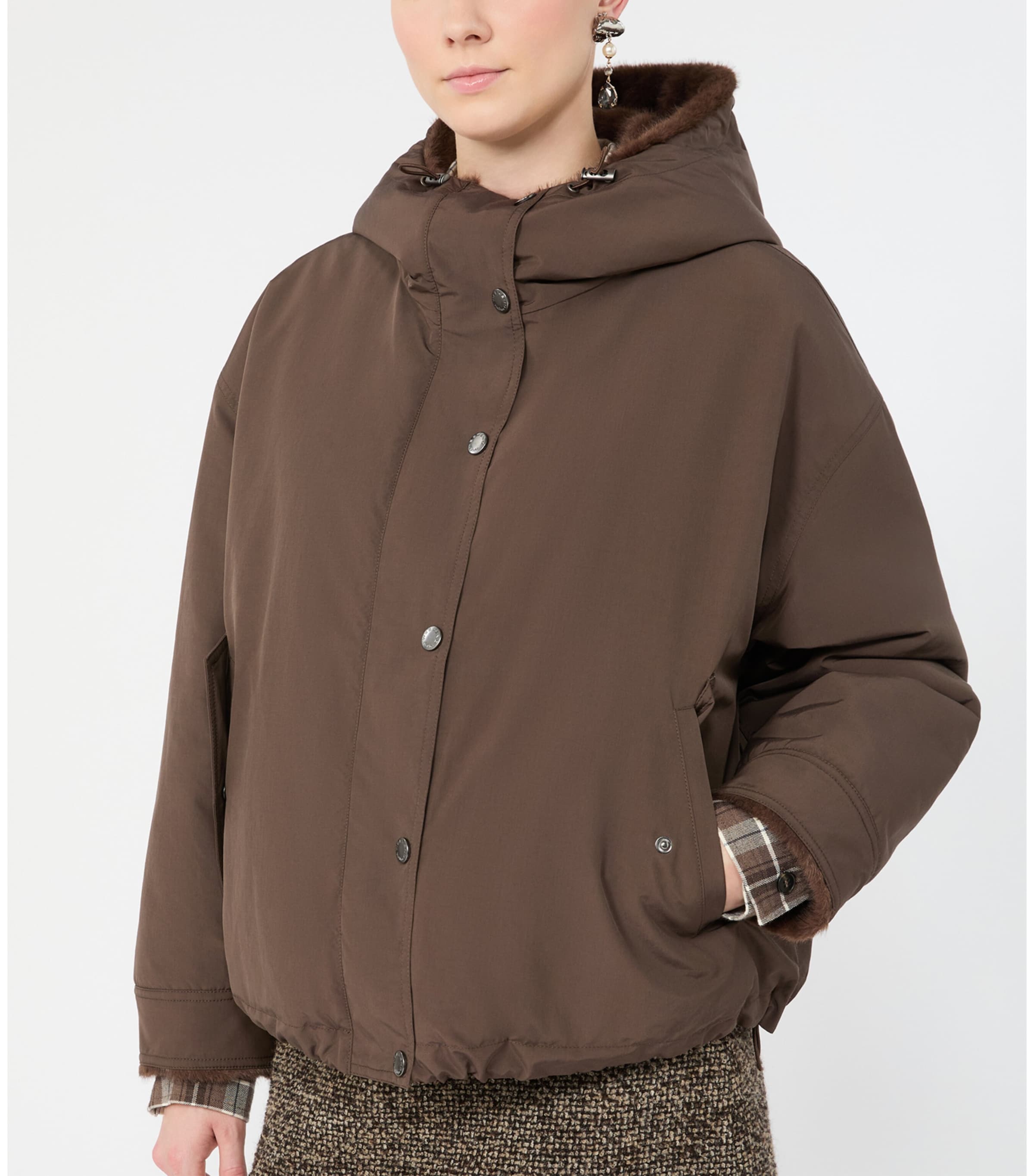 Weekend Max Mara Womens Faux-Fur-Lined Reversible Raincoat Brown Image 5