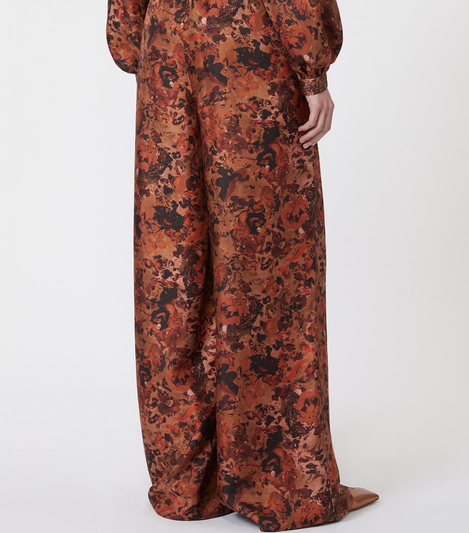 Silk Printed Wide-Leg Trousers TERRA COTTA Image 4