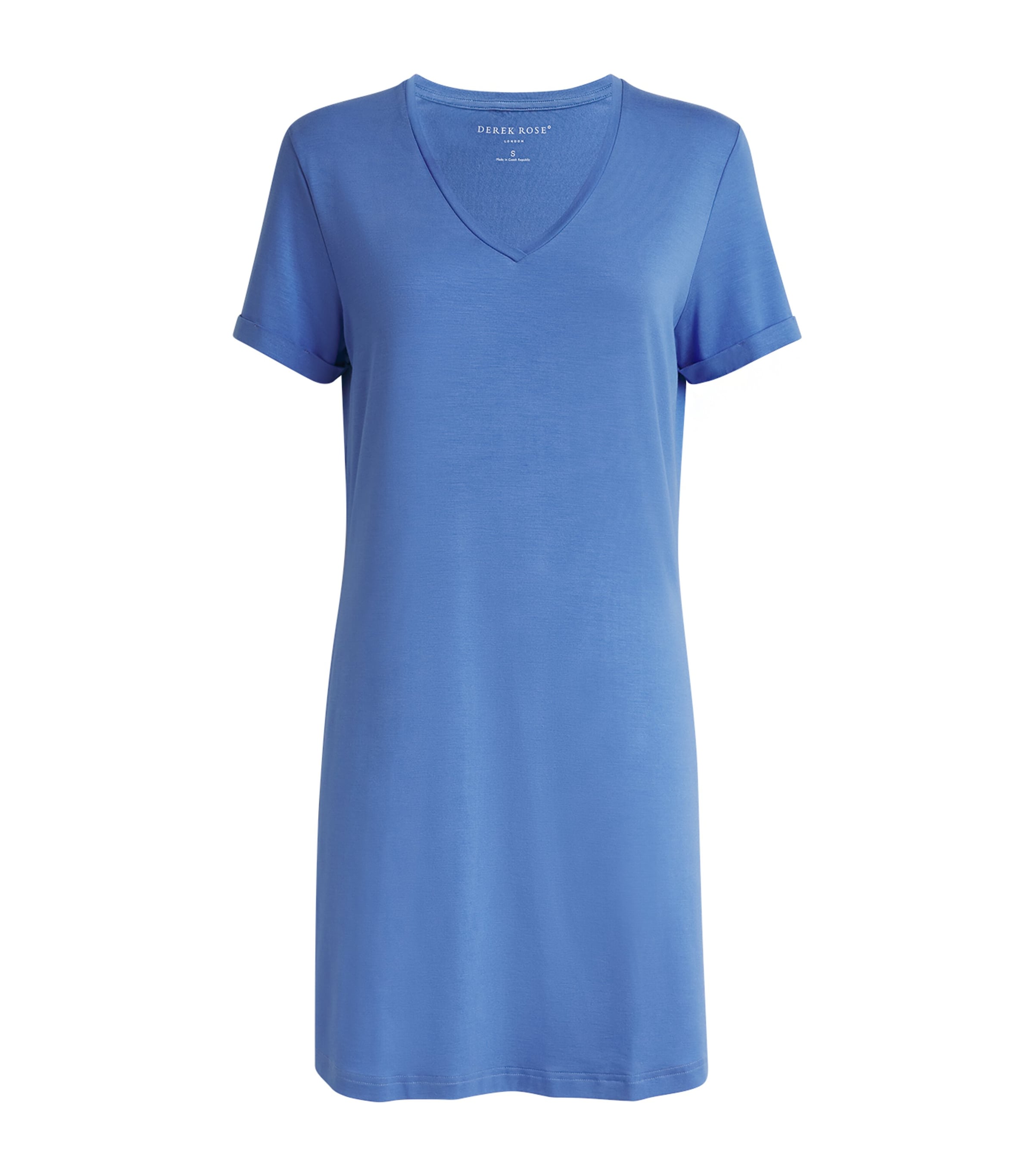 Derek Rose V-neck Micro Nightdress In Blue