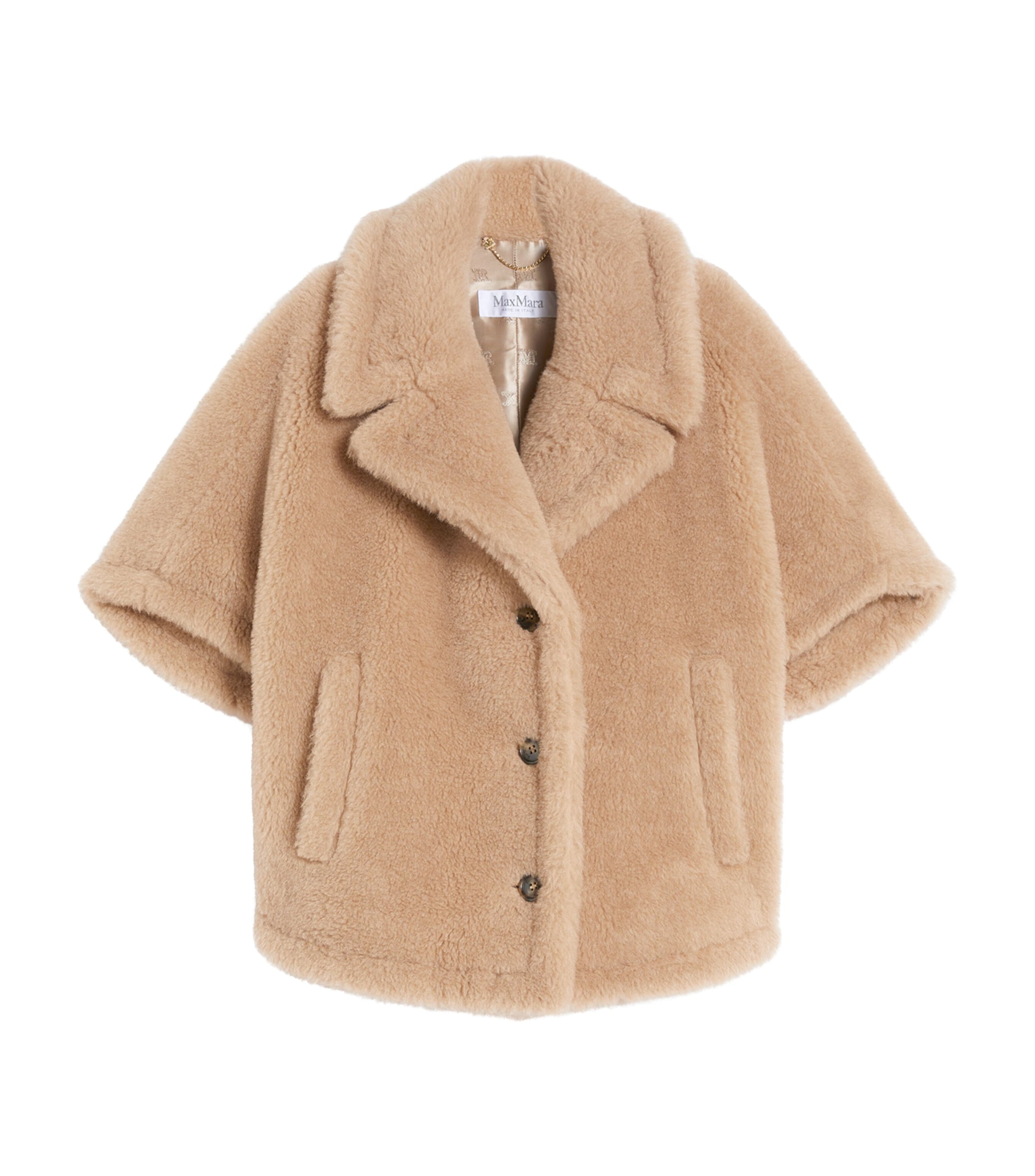 Max Mara Womens Alpaca-Cashmere-Silk Teddy Cape Beige Image 1
