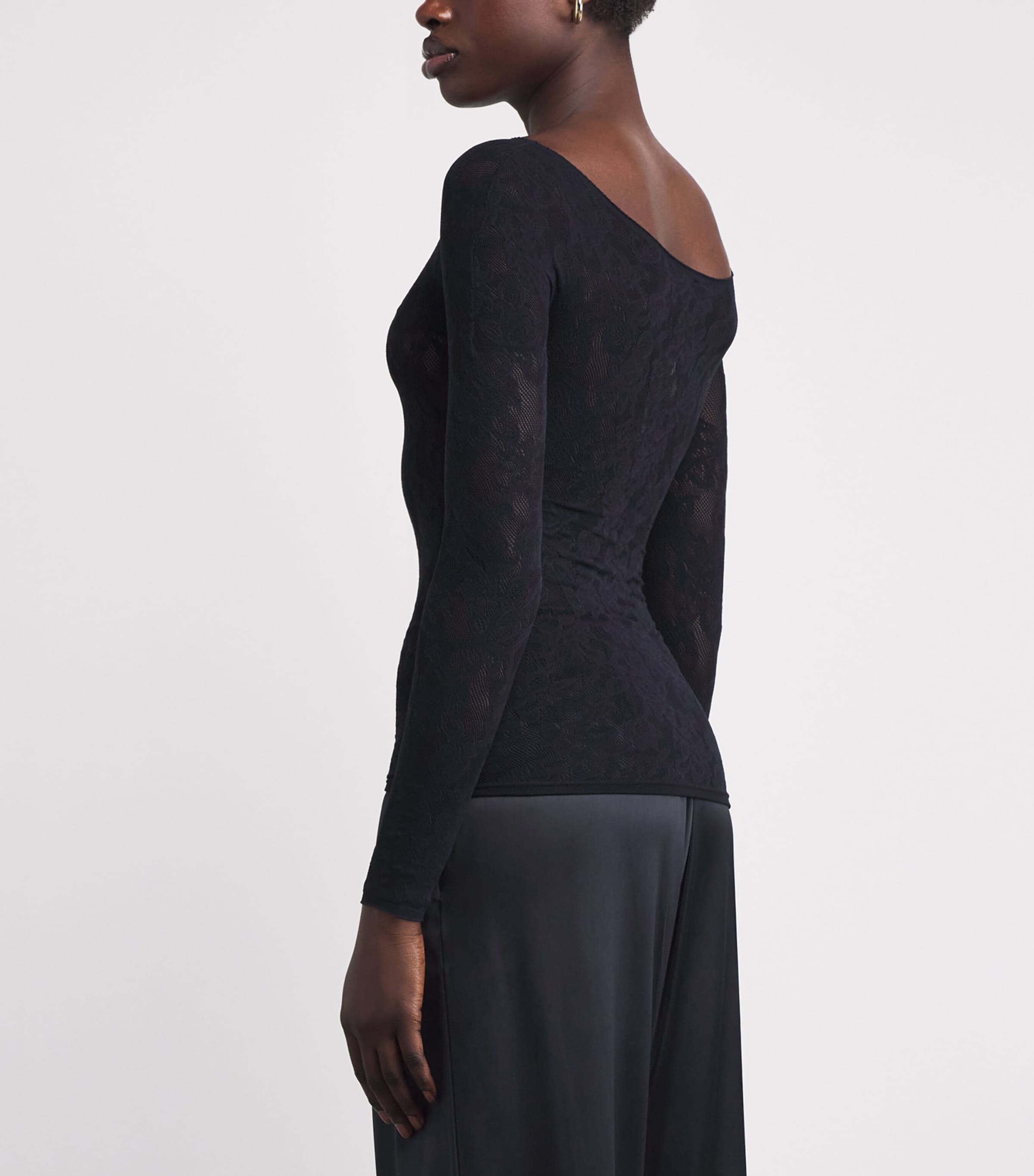 Lace Boat-Neck Long-Sleeve T-Shirt OBSIDIAN Image 4