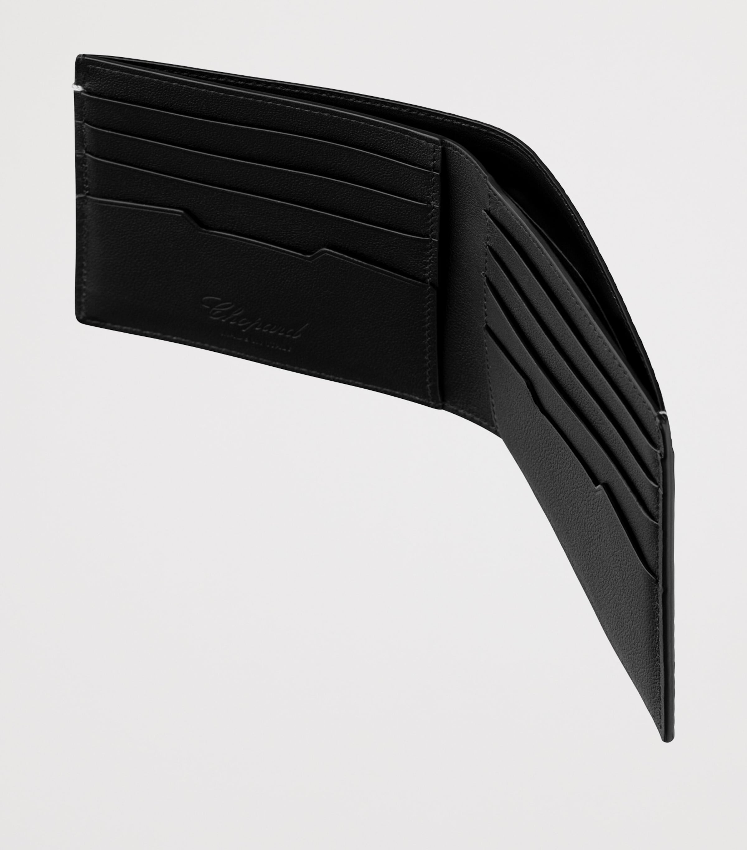 Small Leather Racing Bifold Wallet BLACK Image 3