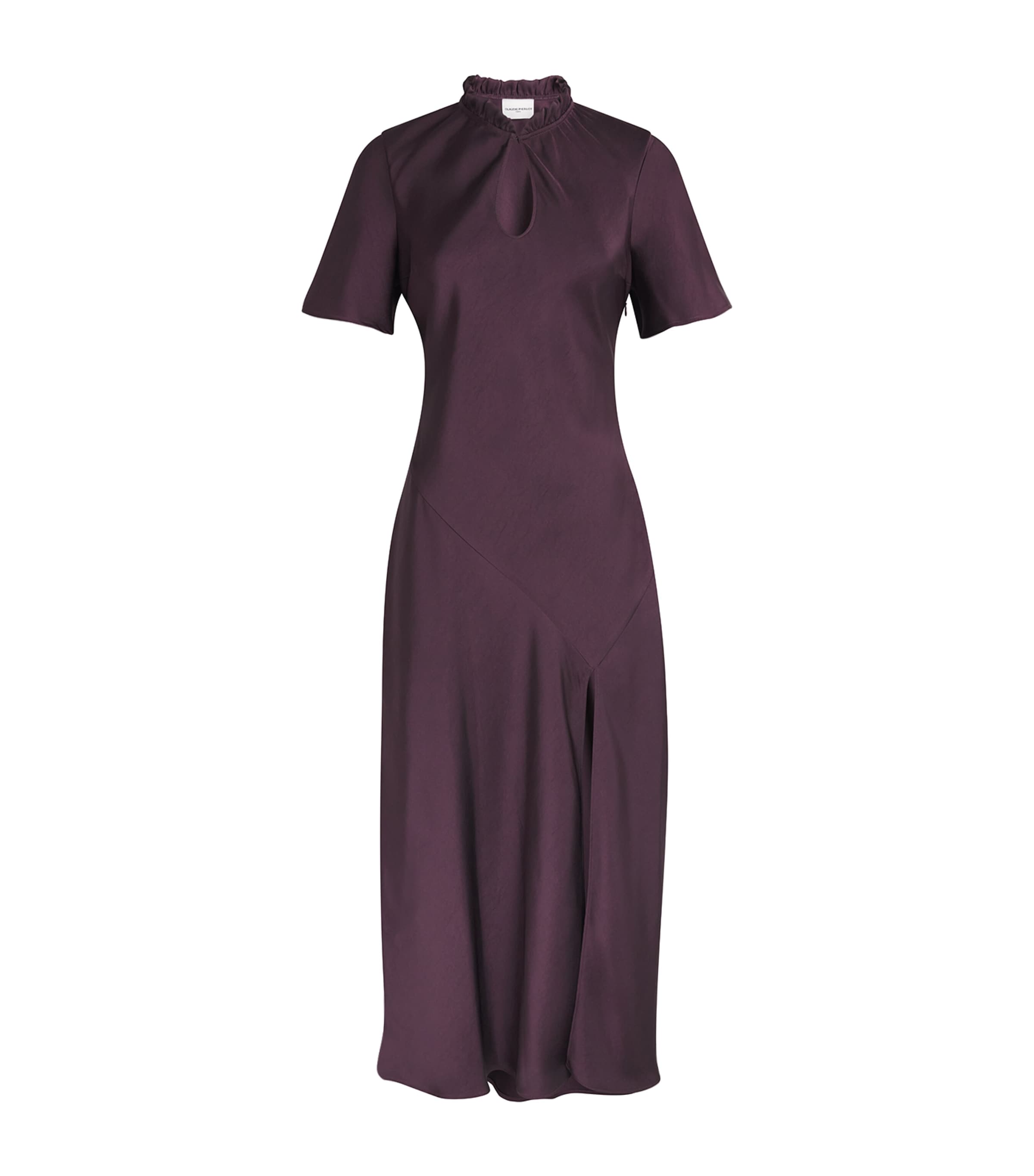 Claudie Pierlot Womens Satin Short-Sleeve Midi Dress Dark Dahlia Image 1