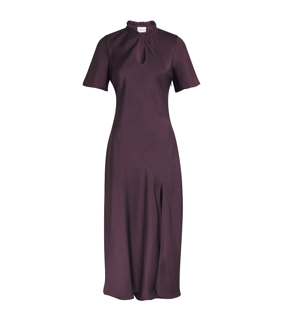 Claudie Pierlot Womens Satin Short-Sleeve Midi Dress Dark Dahlia Image 1